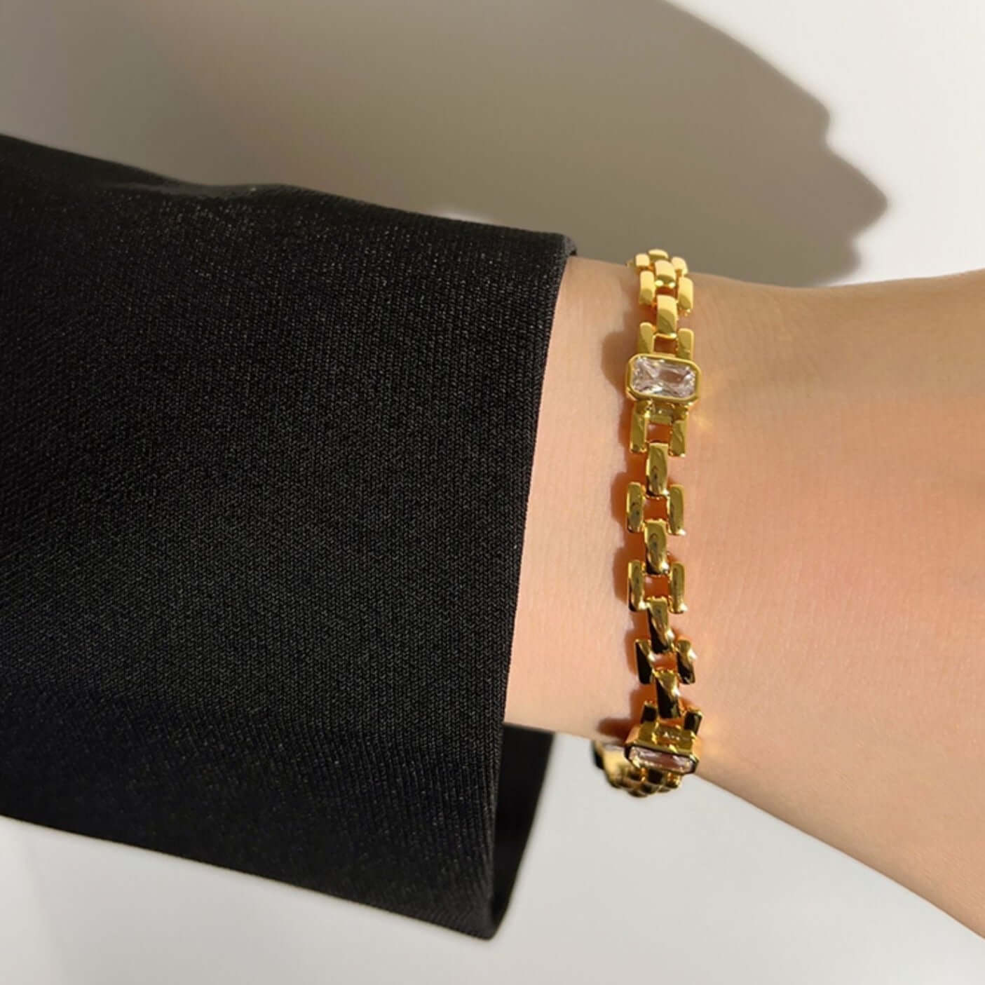 18K Gold CZ Watchband Chain Bracelet for Women - Luxury Adjustable Wristband for Watches | QT2203 | Perfect for Parties, Weddings & Everyday Wear