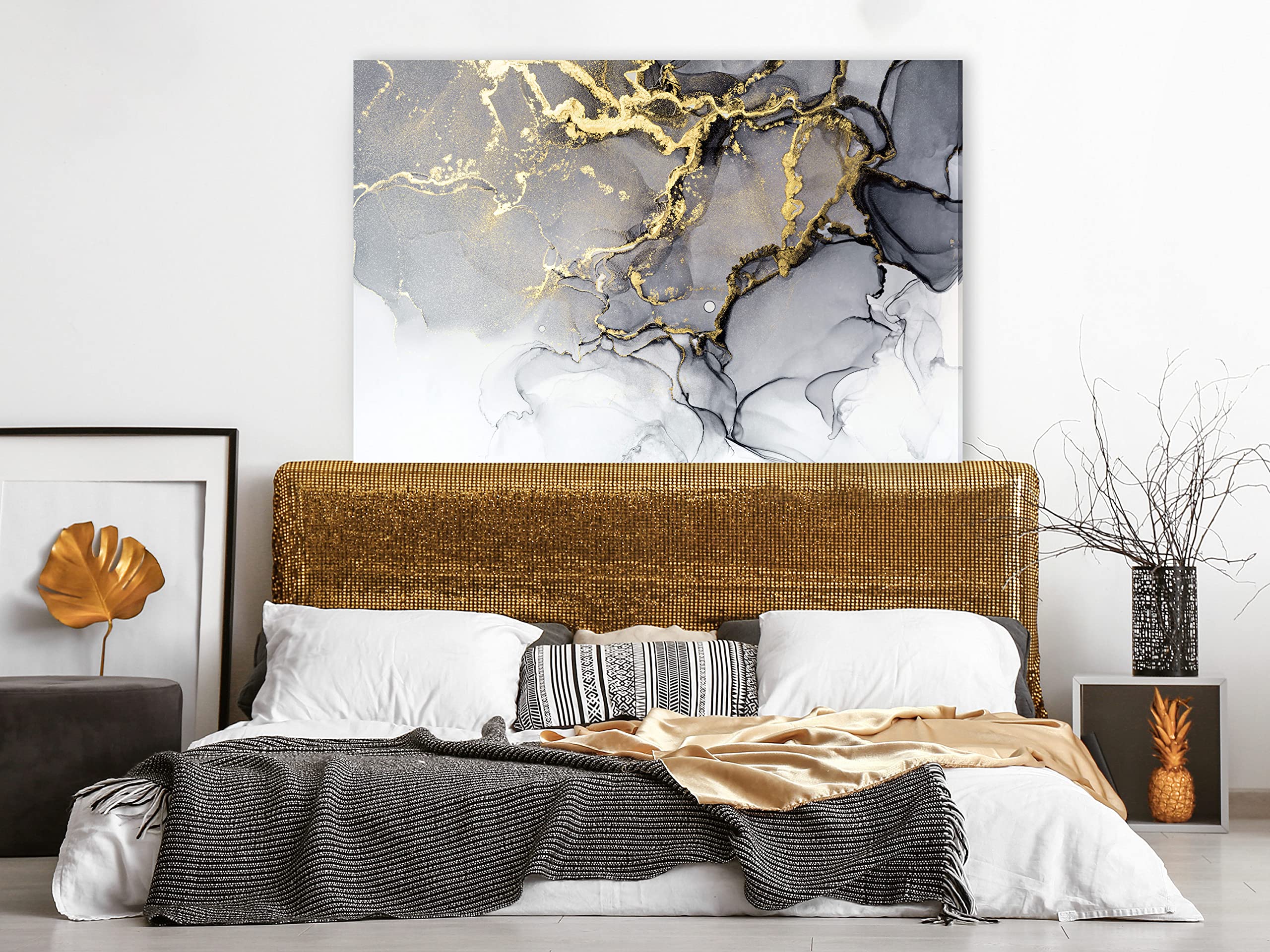 Artgeist Textured Canvas Wall Art - Abstract Modern Painting 35x24 Inch, Framed Canvas Print for Living Room, Bedroom & Office Decor | Marble-Inspired Design (A-B-10012-B-A)