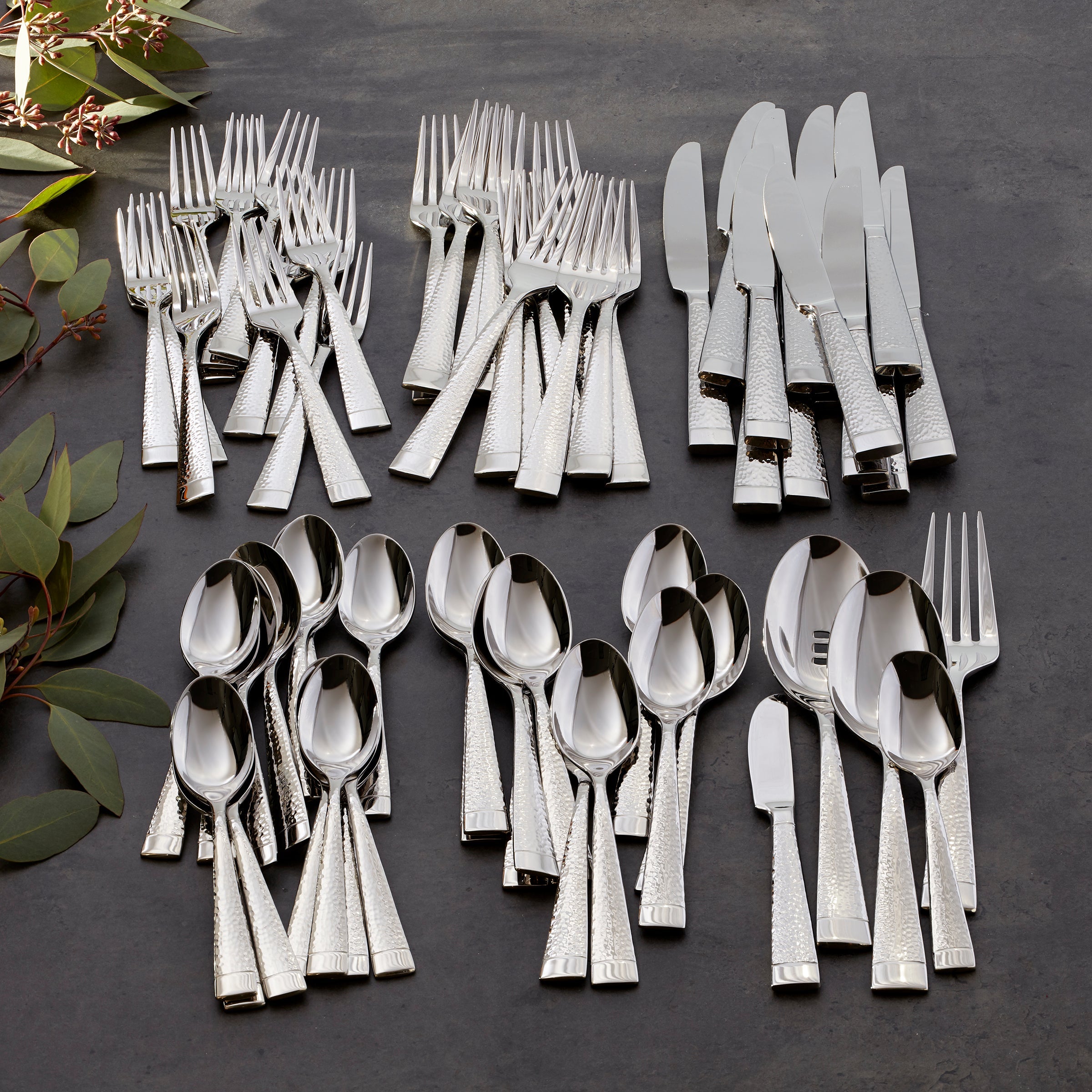 Sambre 65-Piece Stainless Steel Flatware Set - Elegant Silverware for 12 Place Settings - Perfect for Dinner Parties, Weddings & Everyday Dining