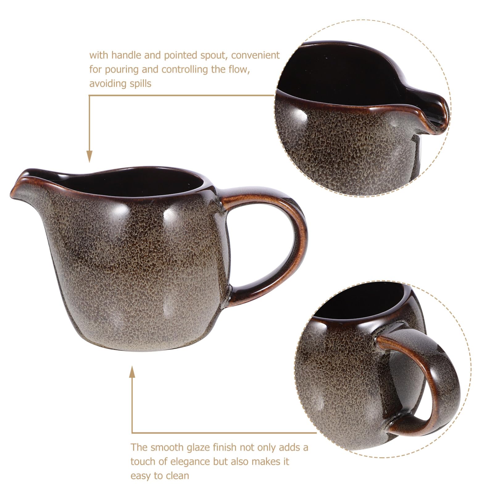 Kichvoe Mini Ceramic Creamer with Handle - Small Coffee & Milk Pitcher, Sauce & Salad Dressing Container - Perfect for Coffee Shops, Restaurants & Home Use - Grey