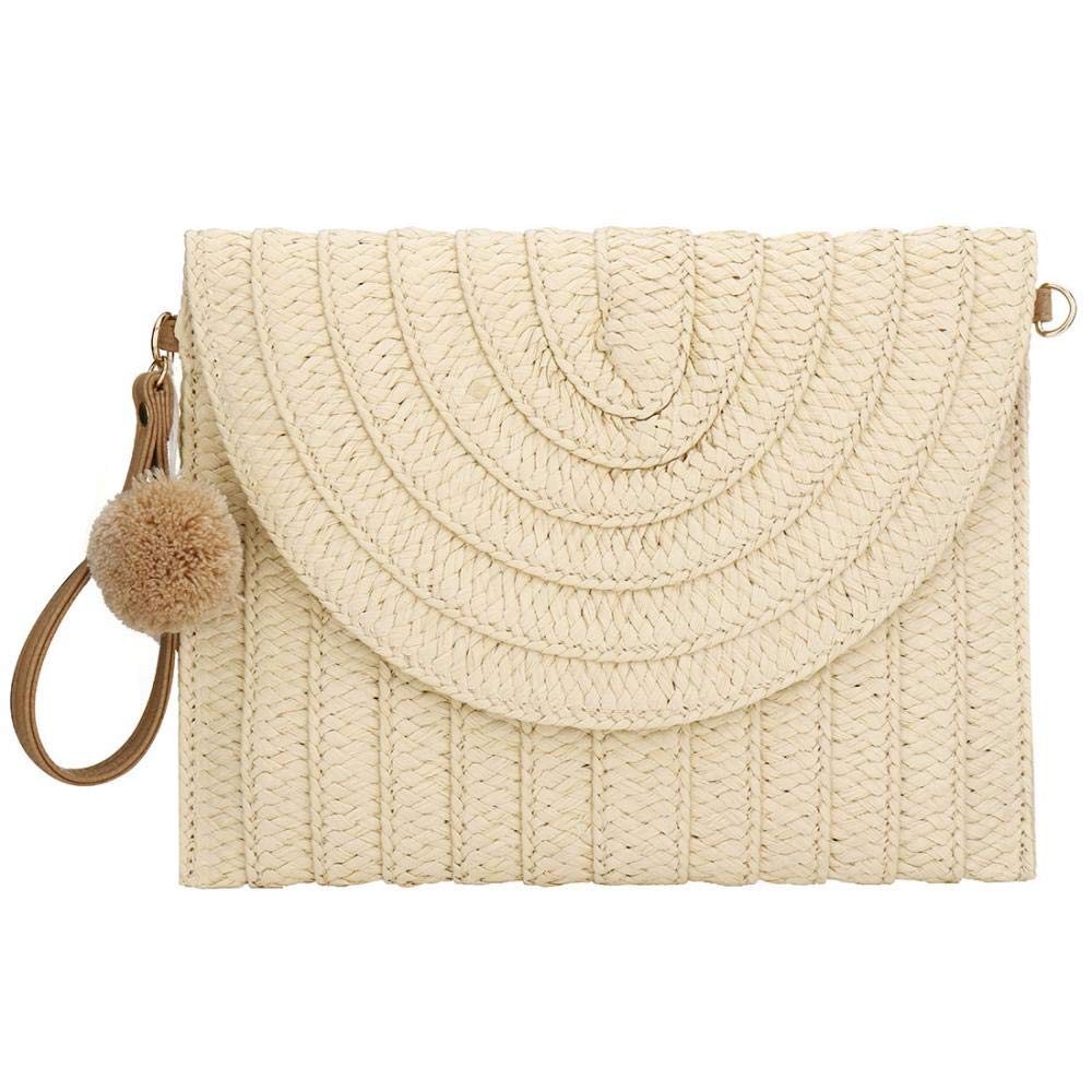 Women's Woven Straw Clutch Handbag - Summer Beach Evening Purse with Envelope Design | Perfect for Vacation, Wedding, and Boho Outfits