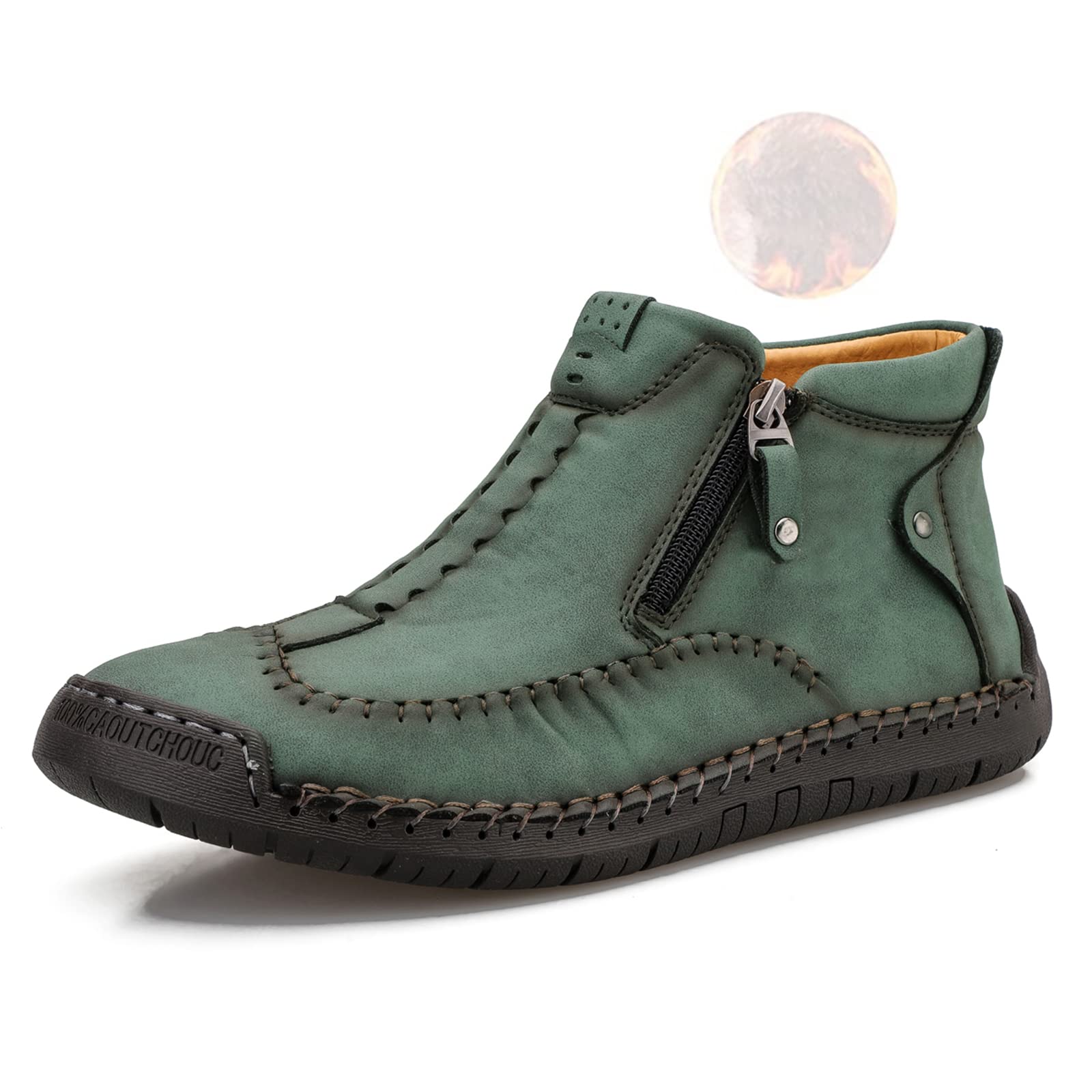 Men's Leather Chukka Ankle Boots - Winter Warm Fur Lined Casual Oxford Shoes for Outdoor Hiking | US Size 6.5-12 | Perfect for Daily Wear, Work & Outdoor Adventures