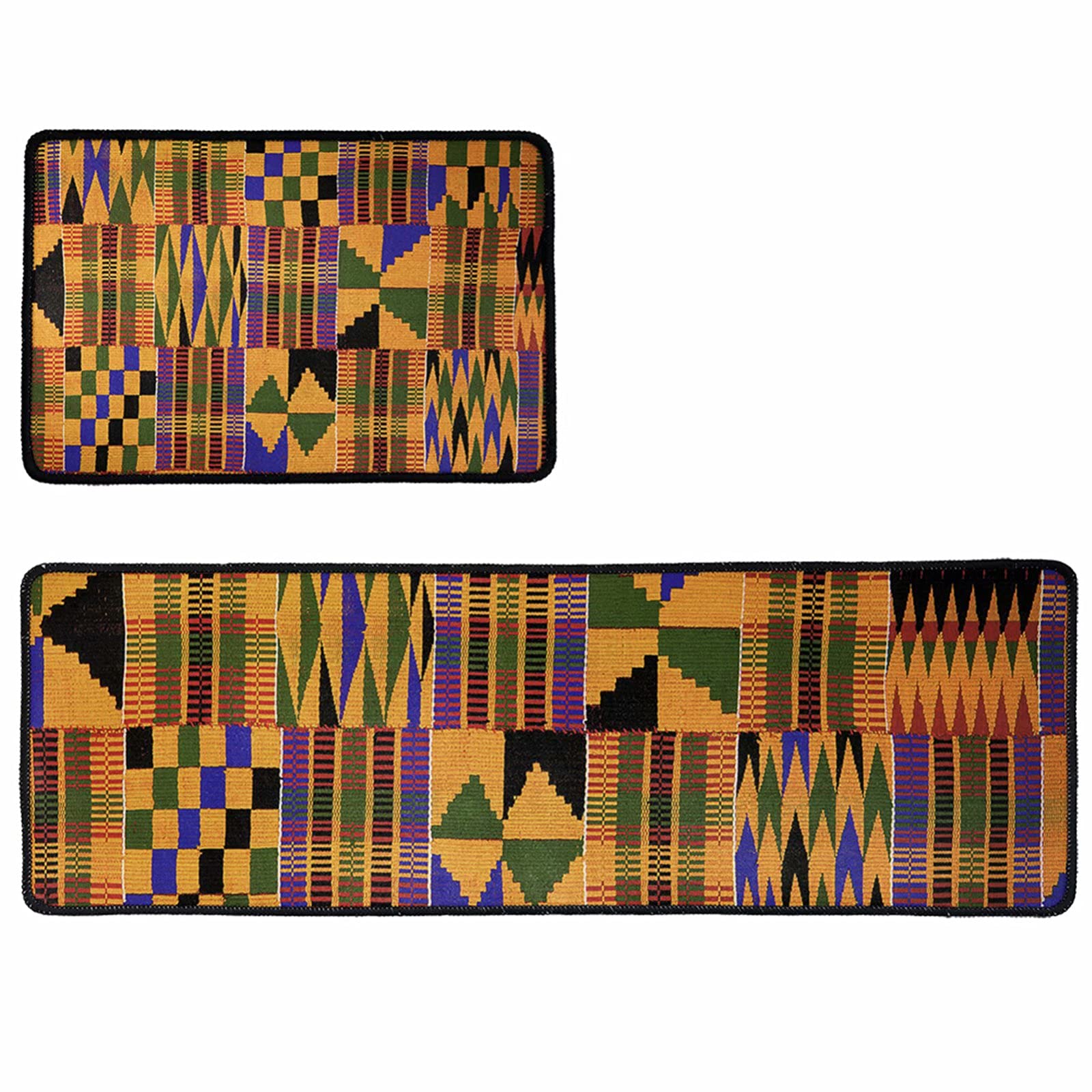 Anti Fatigue Kitchen Rugs Set - 2 Piece Non Slip Waterproof Farmhouse Floor Mats with Soft Cushion for Standing Comfort, Native Indian Style - Perfect for Kitchens, Entryways and High Traffic Areas