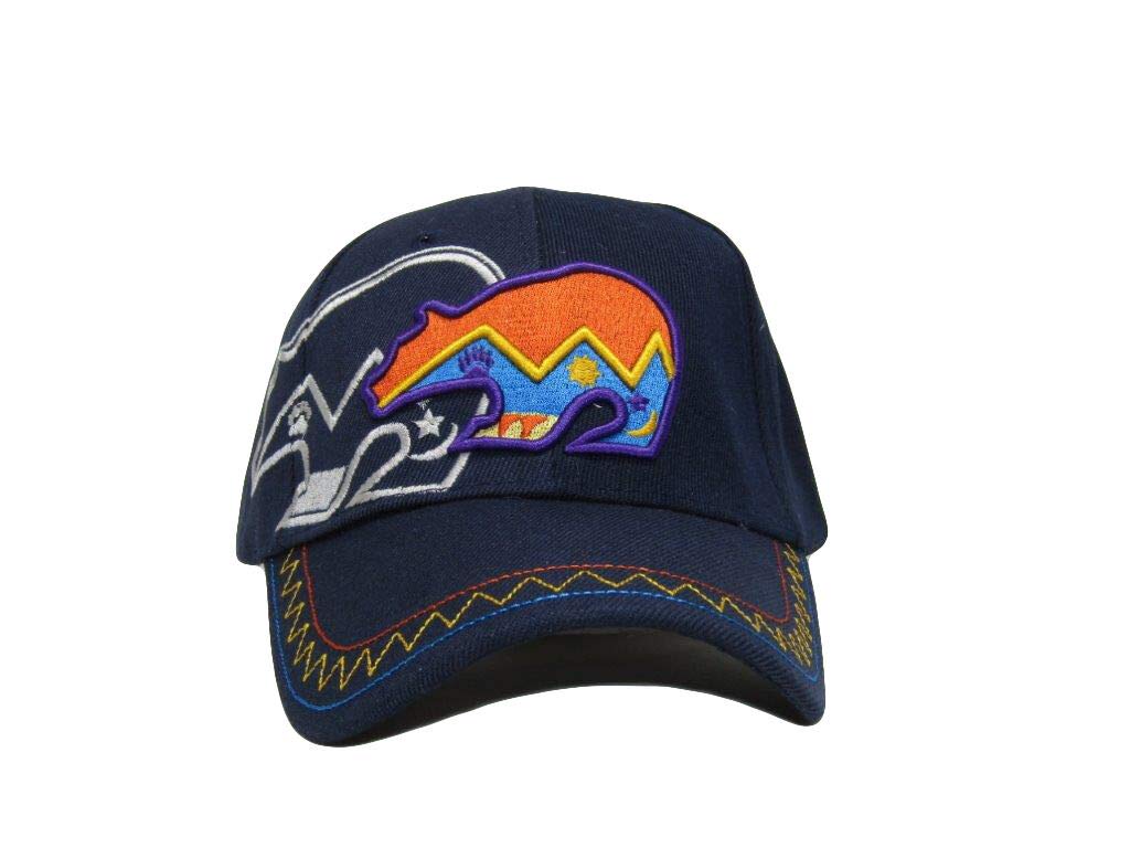 Smokey Mountains Bear Tribal Shadow Blue Cap Hat - North Carolina NC Inspired Design - Perfect for Hiking, Camping & Outdoor Adventures