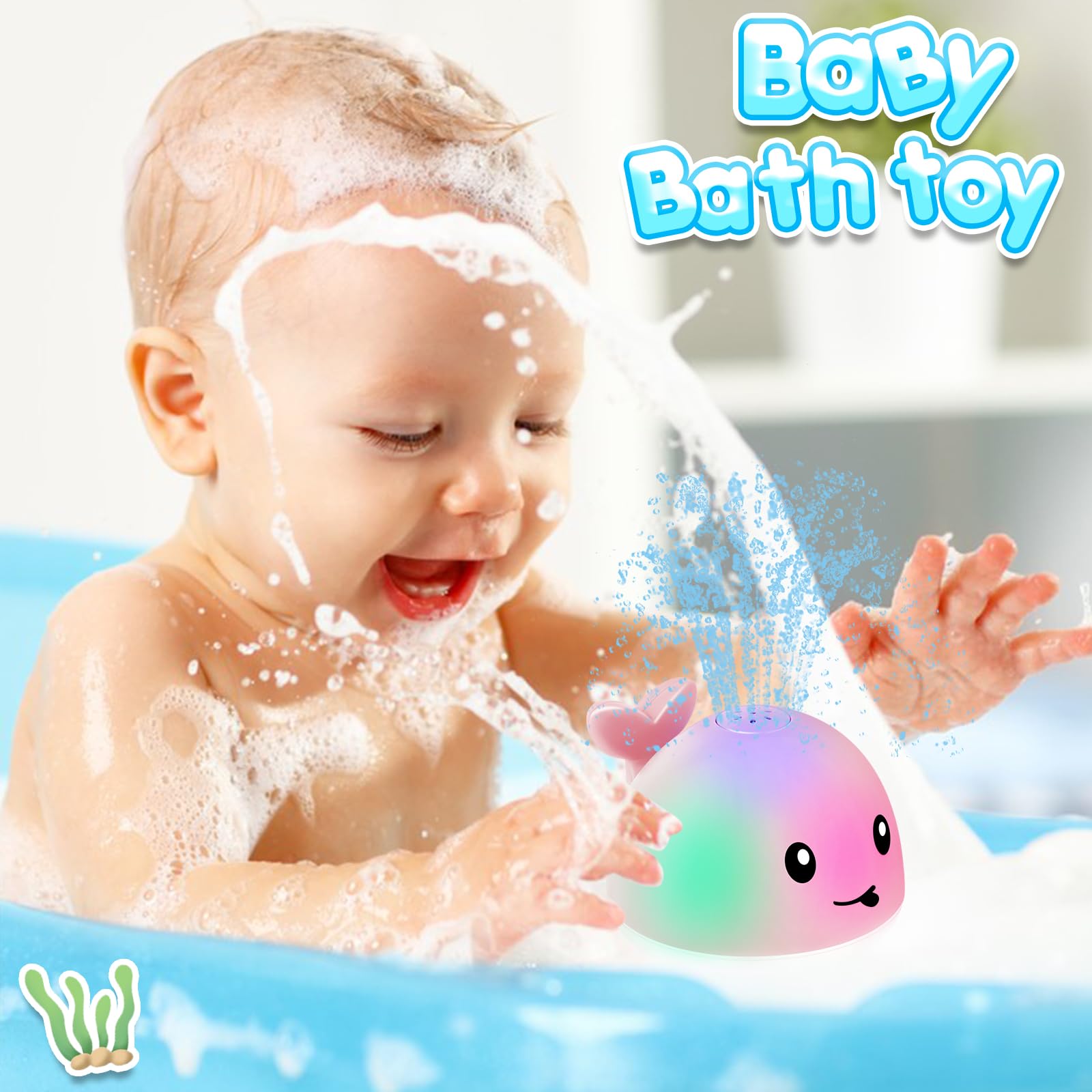 **Light Up Whale Bath Toy Sprinkler for Toddlers & Kids Ages 3+ | Fun Baby Bath Toys with Fountain Water Spray | Perfect for Bathtime, Baby Showers, Easter Baskets & Birthday Gifts**