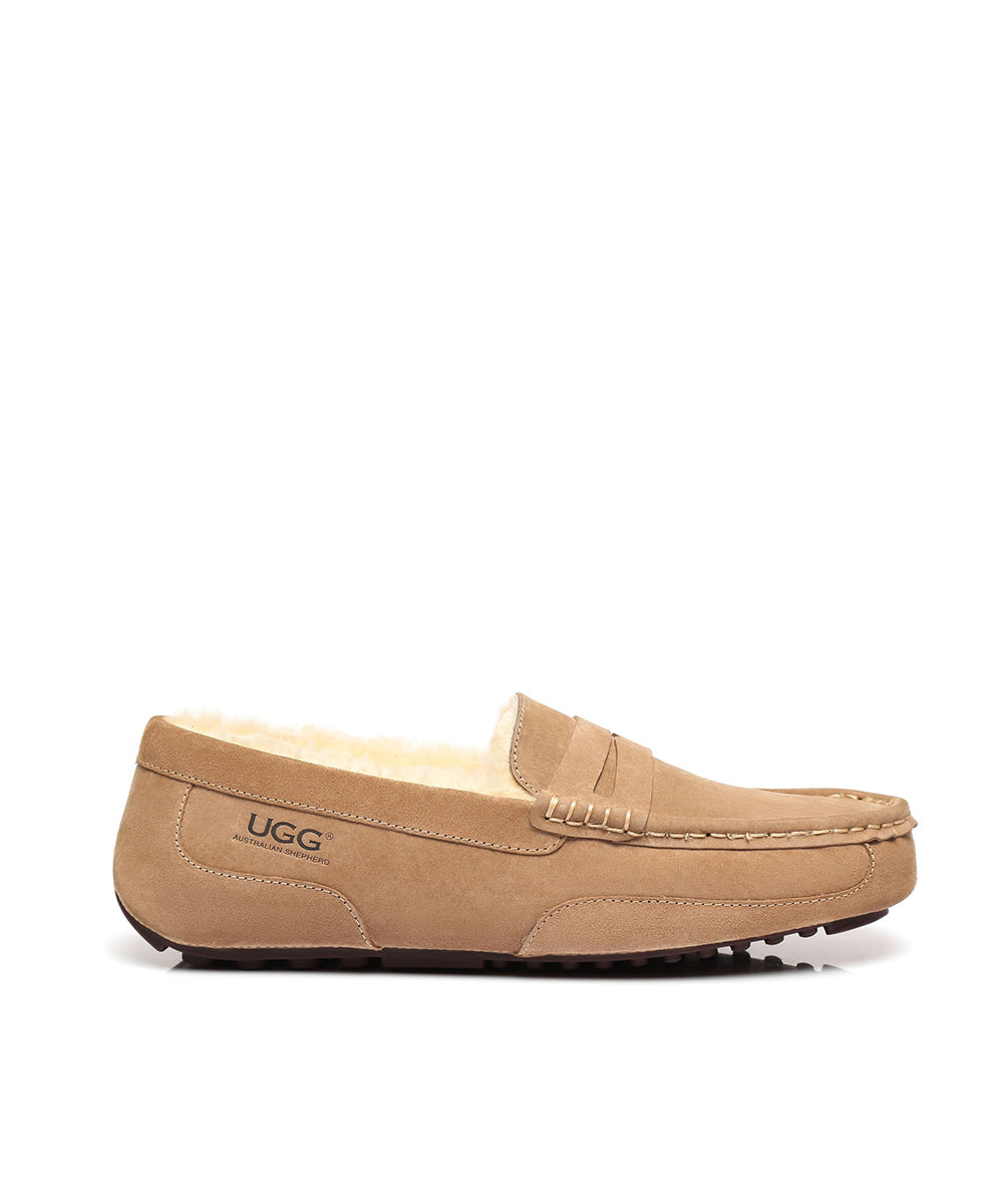 Men's Anthony UGG Moccasins - Genuine Sheepskin Slippers with Arch Support | Indoor/Outdoor Comfort House Shoes for Men | Perfect for Winter, Lounge & Casual Wear