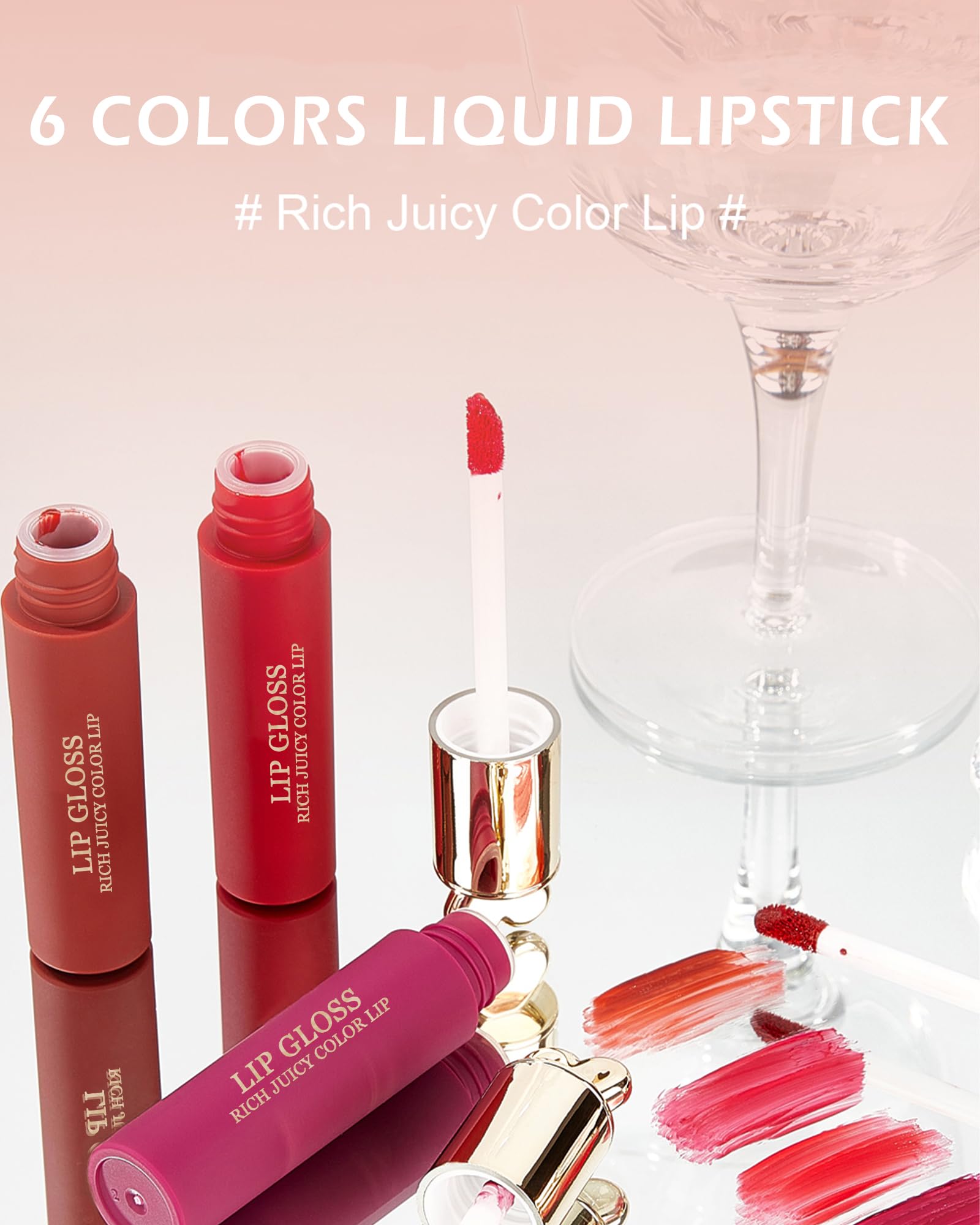 Long-Lasting Waterproof Liquid Lipstick - High Pigmented Velvet Matte Lip Gloss, Non-Stick & Transfer-Proof, Moisturizing Glitter Lip Glaze - Perfect for Daily Wear, Parties & Special Occasions (Shade 06)