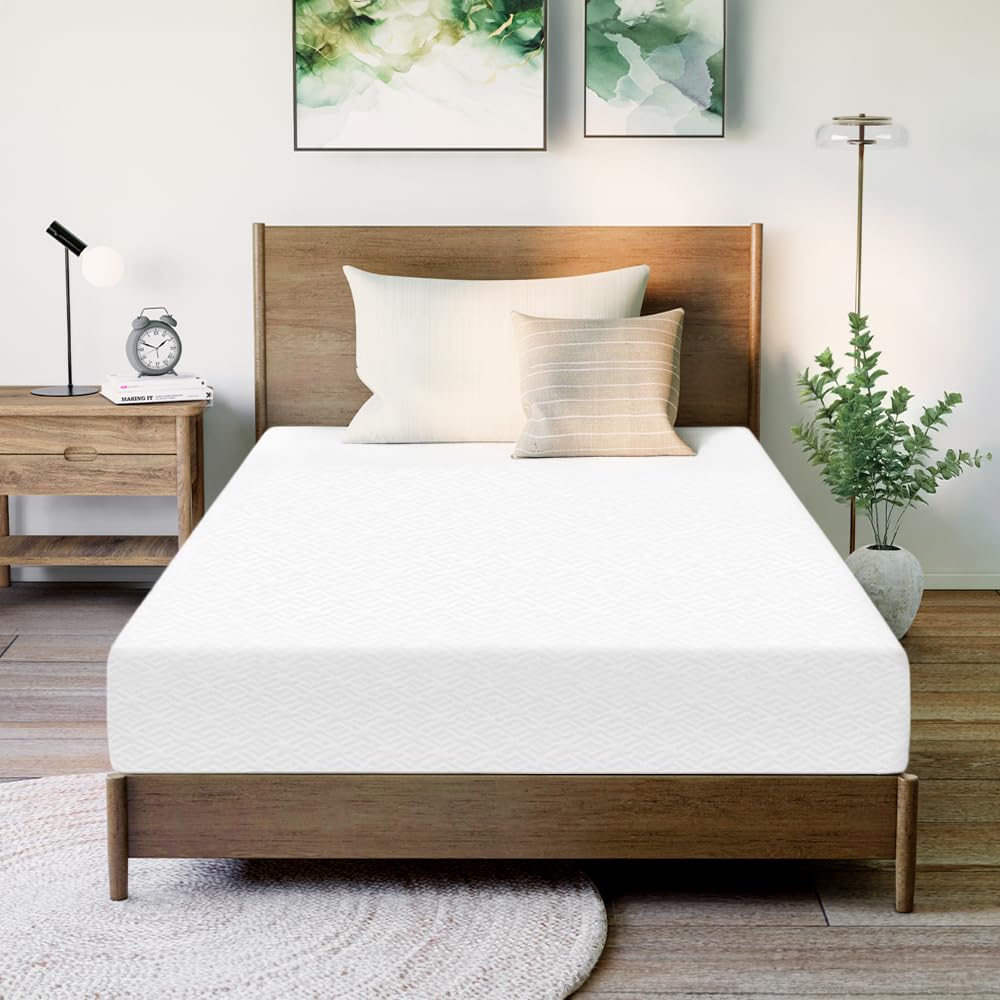 6 Inch Twin Cooling Green Tea Memory Foam Mattress - Medium Firm, CertiPUR-US Certified, Pressure Relief & Mattress-in-a-Box - Fiberglass Free for Ultimate Comfort - Perfect for Kids' Rooms, Guest Beds & Dormitories (Twin, 6 Inch)