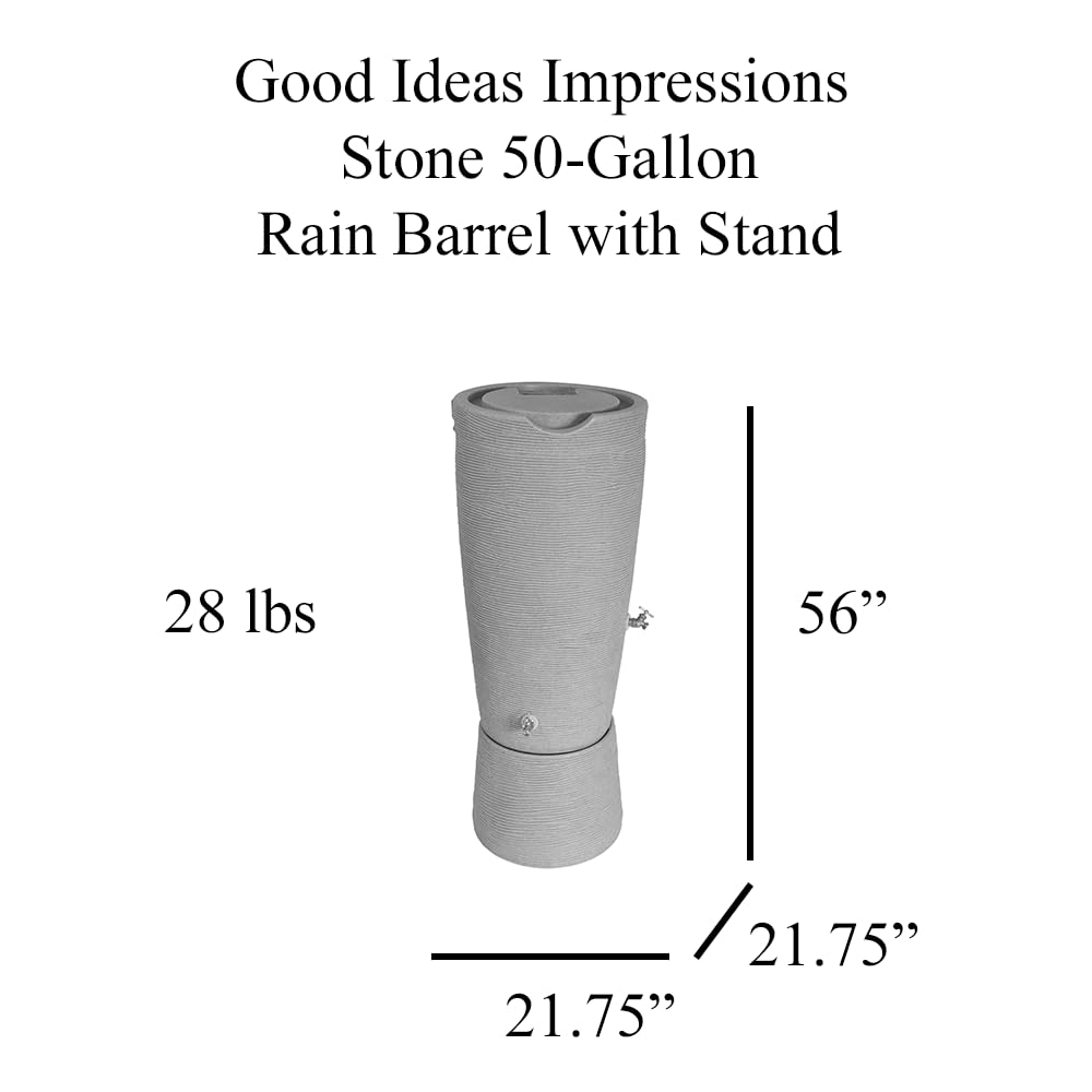 50 Gallon Rain Barrel with Stand - 2 Piece Black Water Collection System for Garden & Outdoor Use - Eco-Friendly Rainwater Saver for Sustainable Landscaping