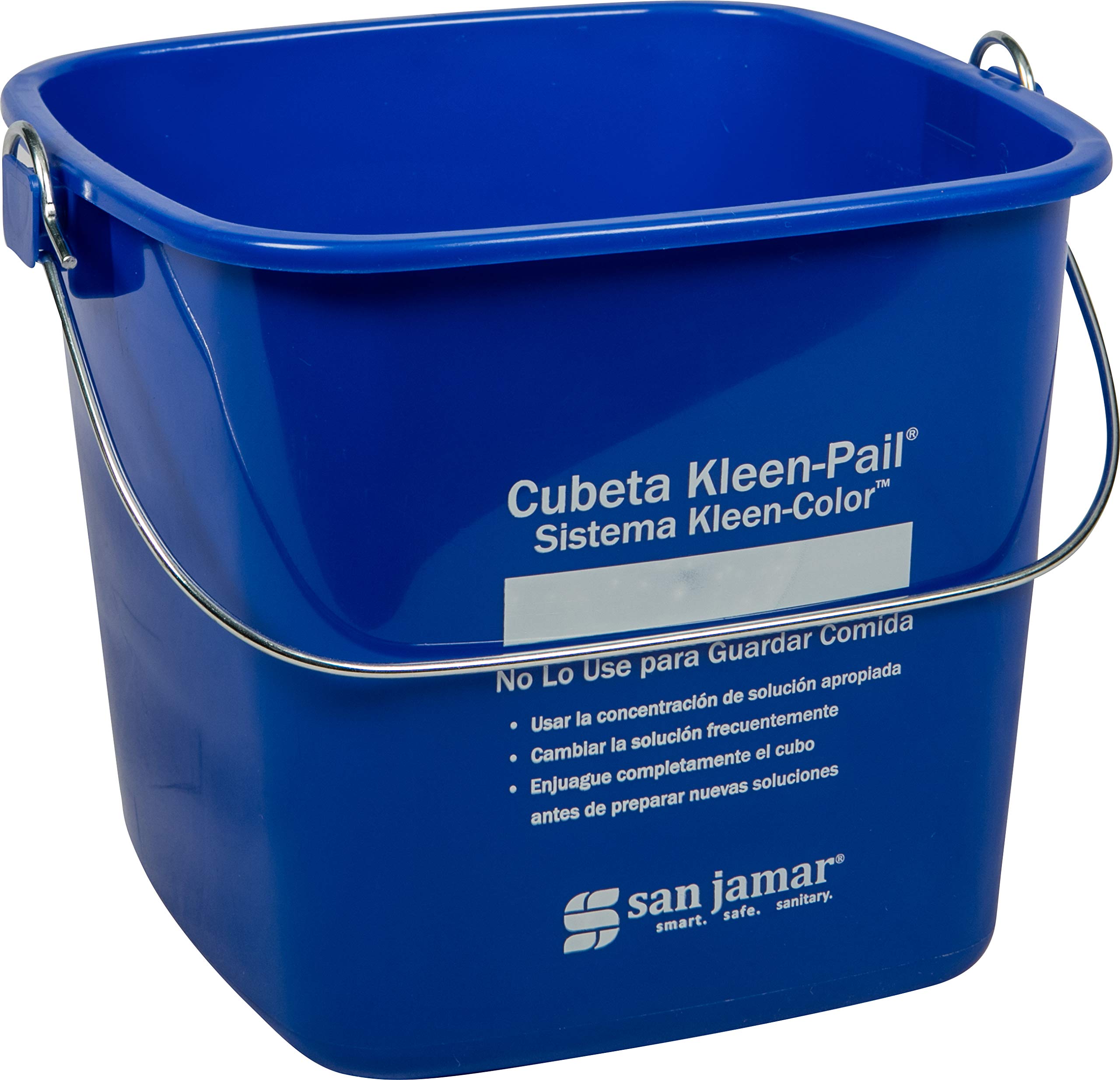 San Jamar Kleen-Pail® 6-Quart Blue Plastic Cleaning Bucket for Kitchen, Bathroom & Commercial Use - Durable Multipurpose Utility Pail with Handle