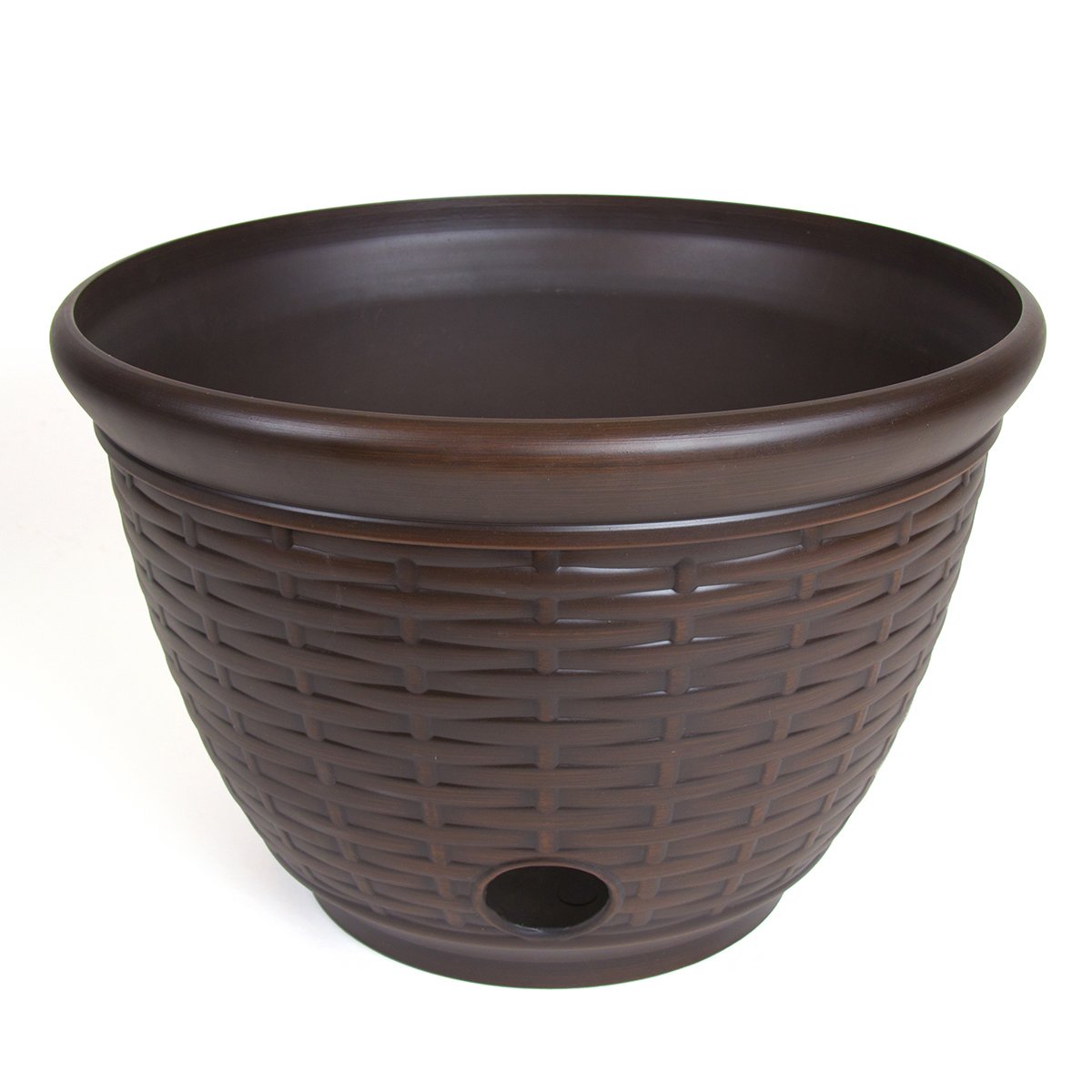 Liberty 1920 High Density Resin Wicker Design Garden Hose Pot, Bronze - Outdoor Decor for Patio, Lawn & Garden Storage