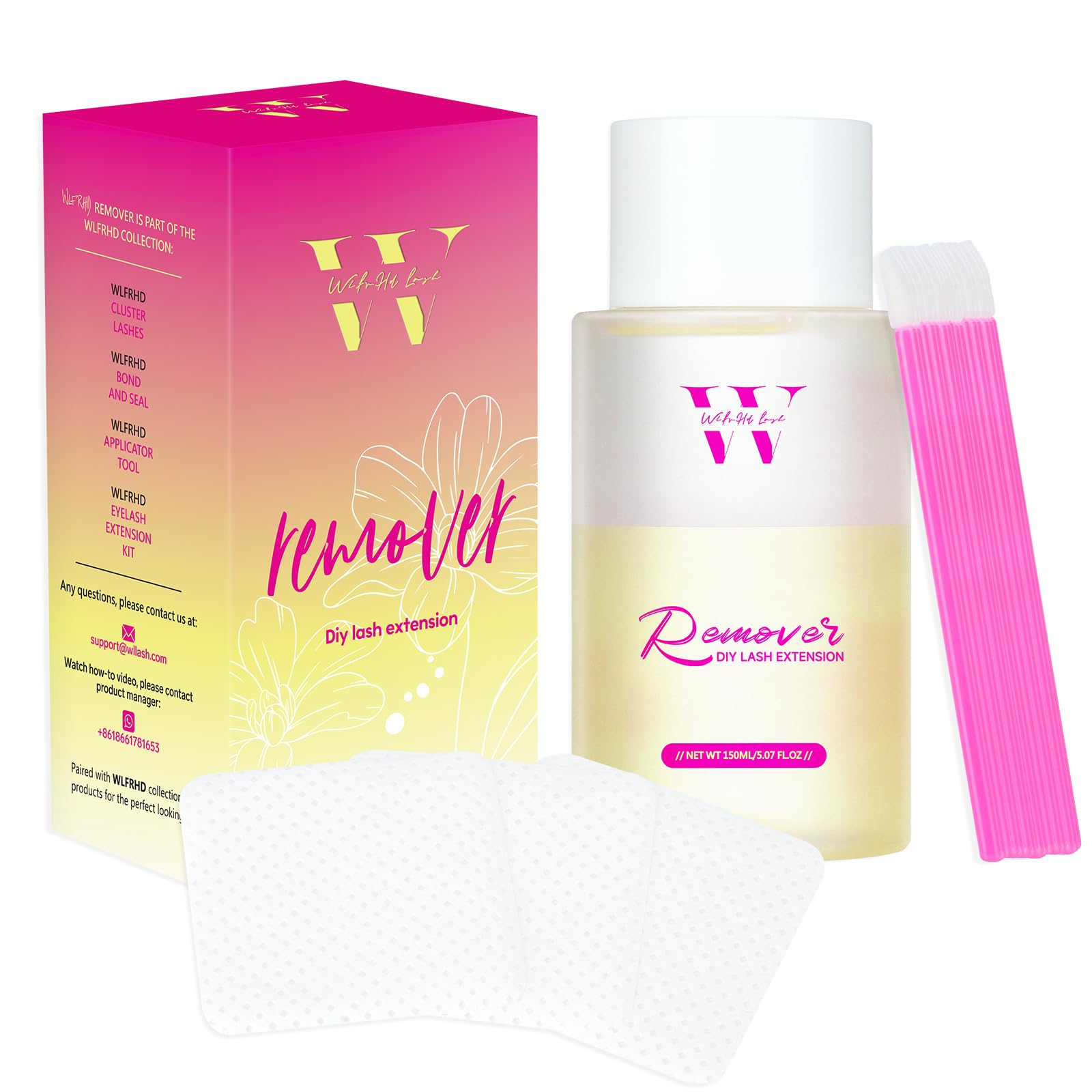 Gentle & Low-Irritation Eyelash Extension Remover - Safe Lash Adhesive Glue Dissolver for Cluster & Self-Adhesive Lashes - Beginner-Friendly 150ml Home Use (Perfect for DIY Lash Removal & Salon-Quality Results at Home)