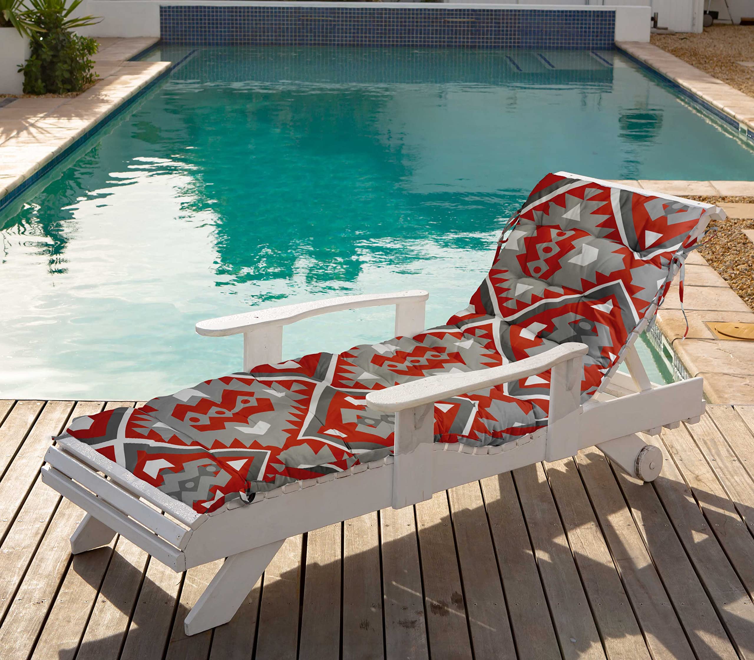 Quilted Thick Padded Seat Cushion for Rocking Chair, Sofa & Recliner - 74 x 23 Inches with Ties - Gray - Perfect for Outdoor Garden, Terrace & Bench Use