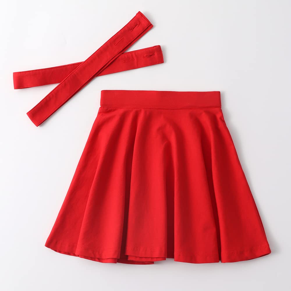 Noomelfish Girls' Stretchy Cotton Suspender Skater Skirt Flared Overall Dress for Ages 4-12 | Playful Outfit for School, Parties & Casual Wear