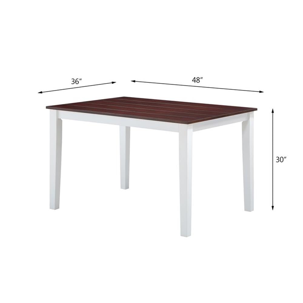 Acme Green Leigh Rectangle Wooden Dining Table - White & Walnut Finish - Modern Farmhouse Style Dining Room Table for Family Gatherings & Dinner Parties