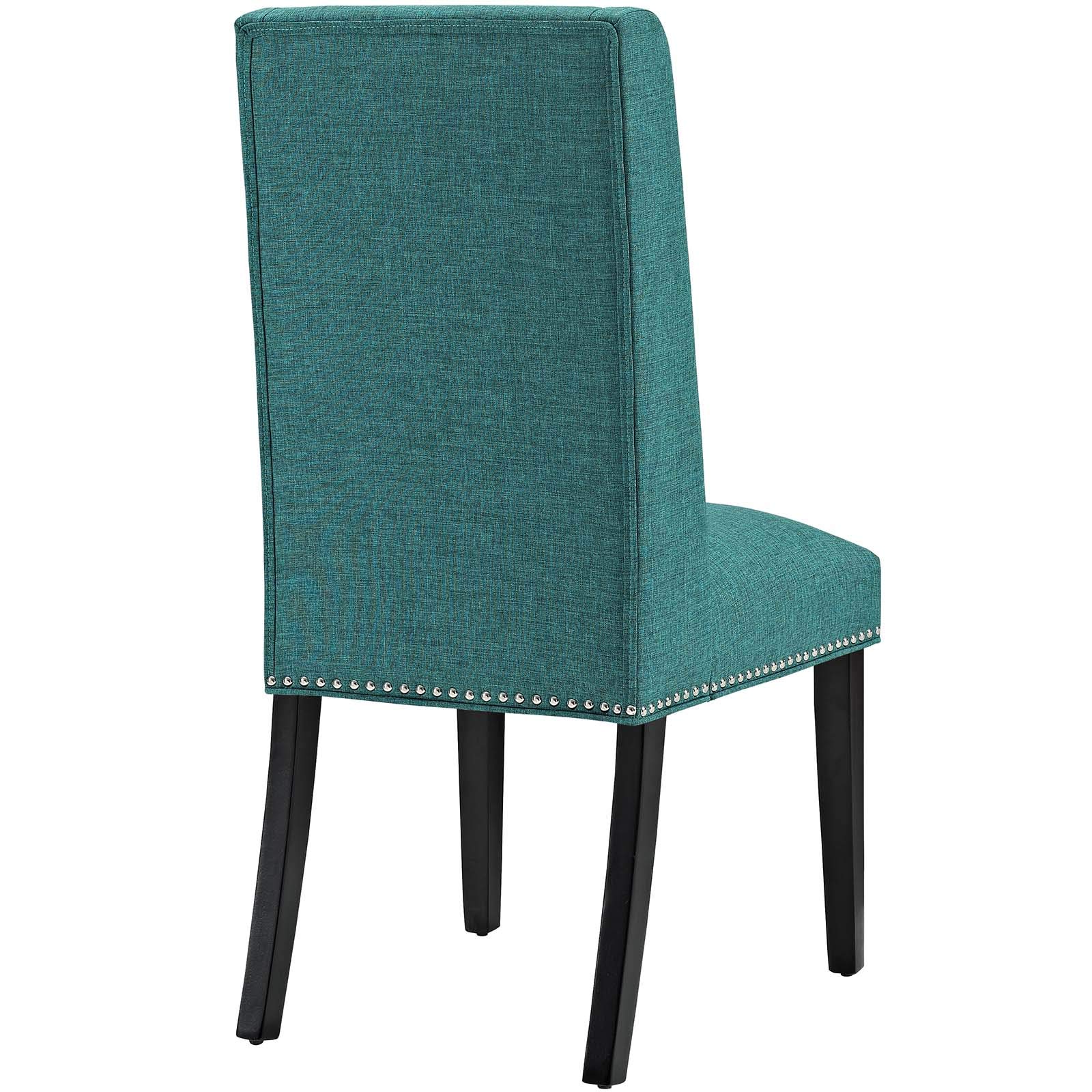 Modway Baron Modern Tall Back Wood Upholstered Fabric Dining Chairs Set of 2 in Teal - Elegant Contemporary Seating for Dining Room, Kitchen, or Office