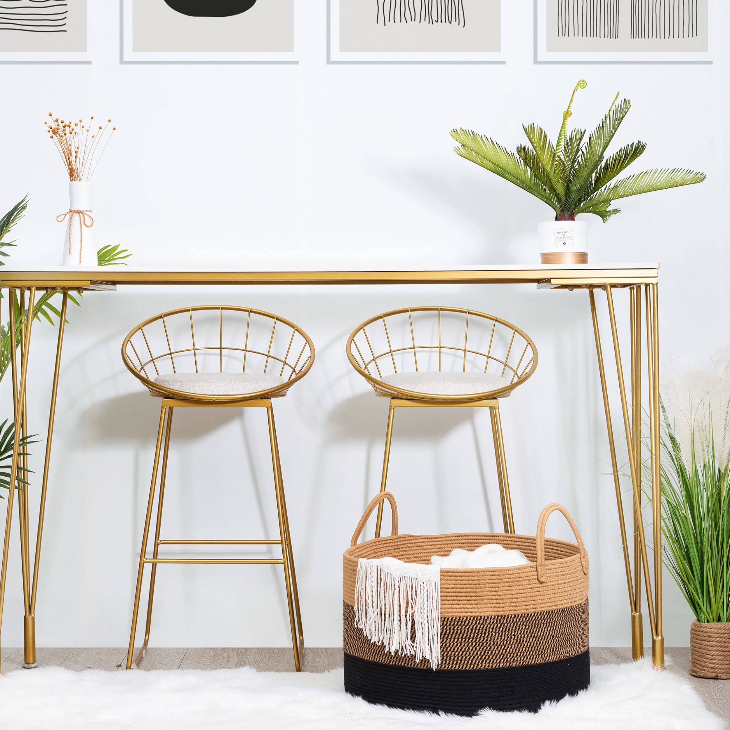 MINTWOOD Extra Large 22x14 Inch Woven Storage Basket - Blanket, Laundry & Toy Organizer, Decorative Cotton Rope Bin for Living Room, Bedroom & Nursery - Black Jute Basket for Home Organization & Cozy Decor