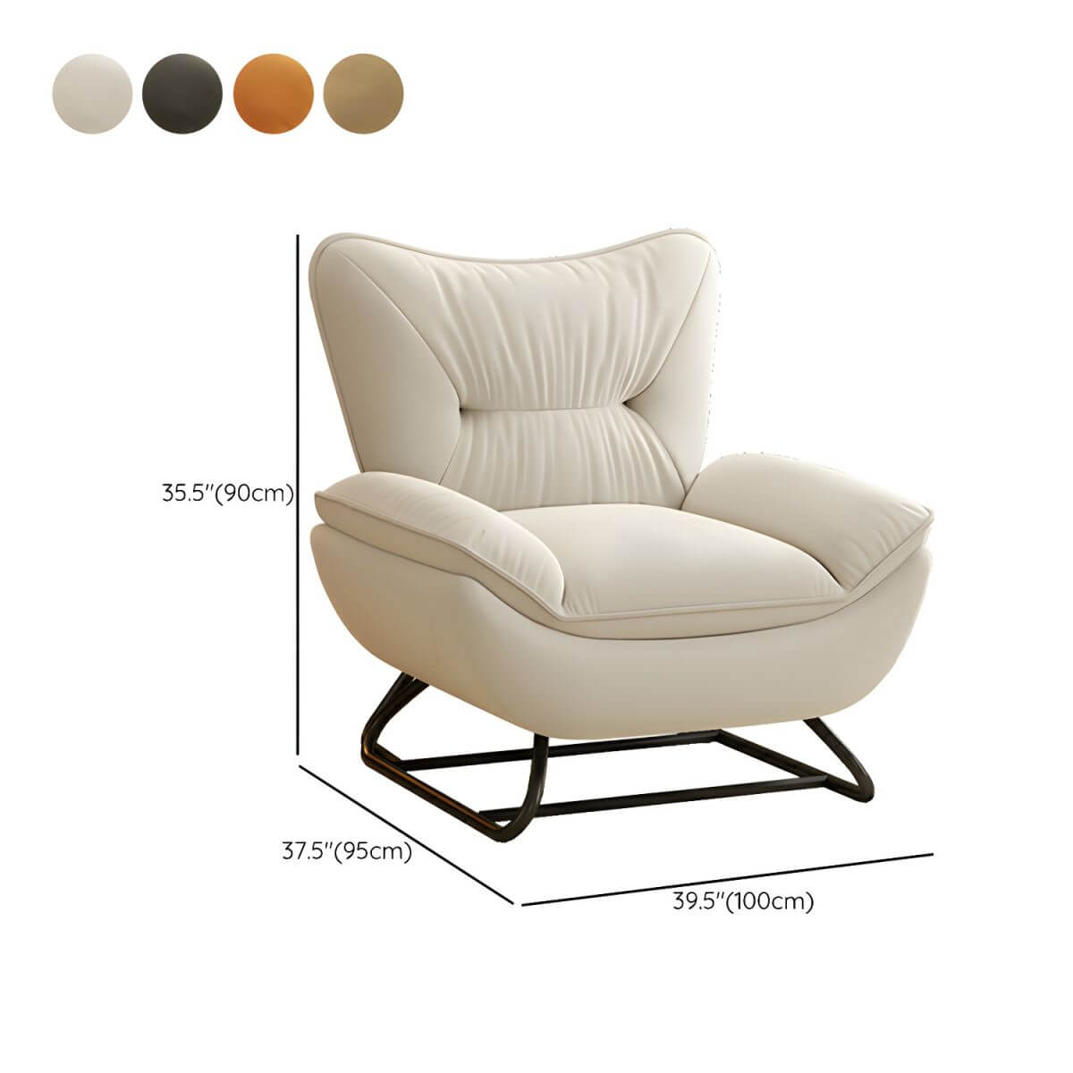 Modern Upholstered Wingback Rocking Chair with Solid Color Fabric & Black Legs - Perfect for Living Room, Nursery, or Reading Nook Relaxation