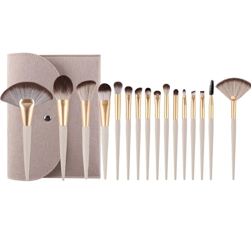 16Pcs Professional Makeup Brush Set - Soft Synthetic Bristles for Foundation, Blending, Contouring & Eyeshadow - Perfect for Everyday Makeup & Travel