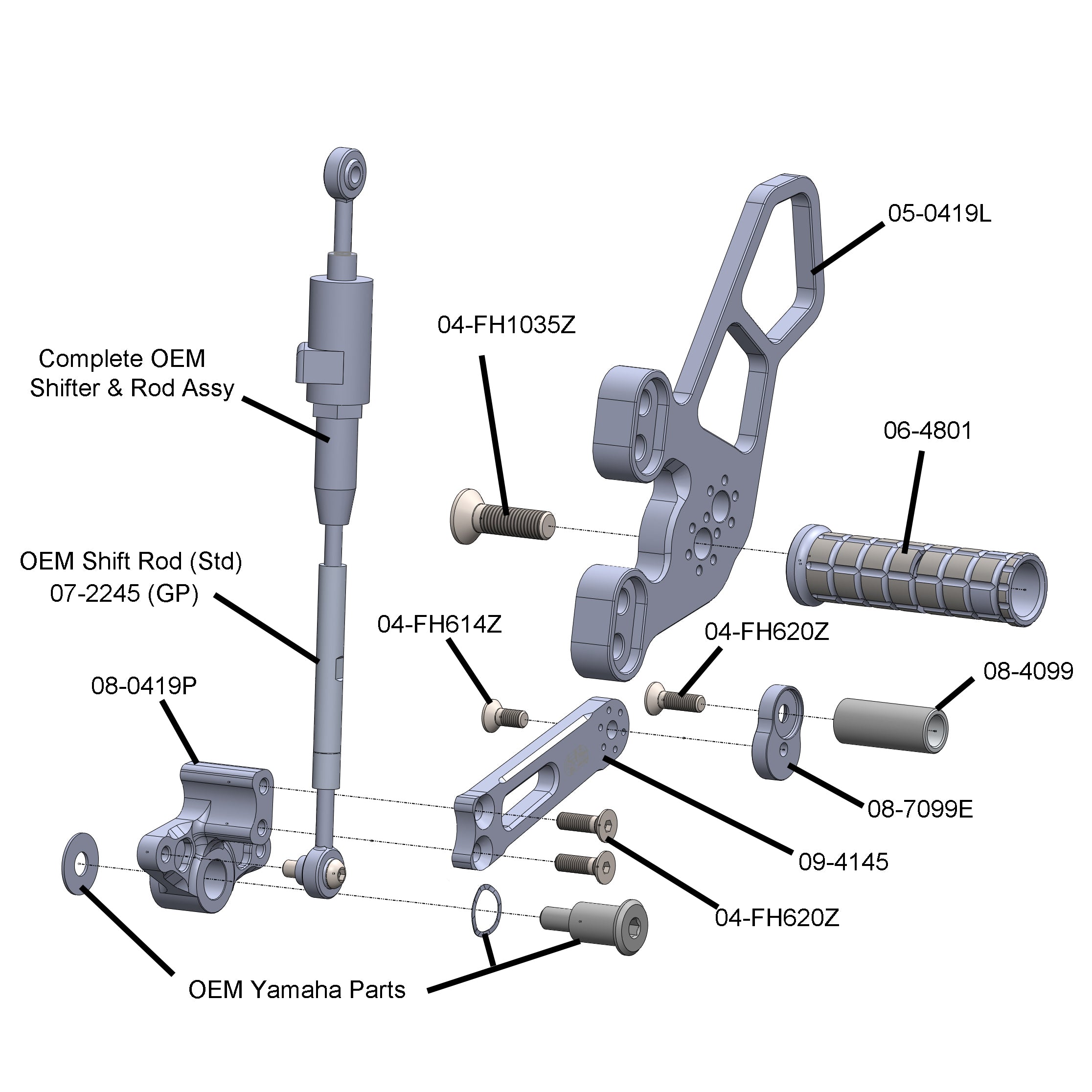 Yamaha MT09 Rearset Kit with Pedals - Complete Footpeg Set for Motorcycle Racing & Street Riding - Perfect for Performance Upgrades & Custom Builds