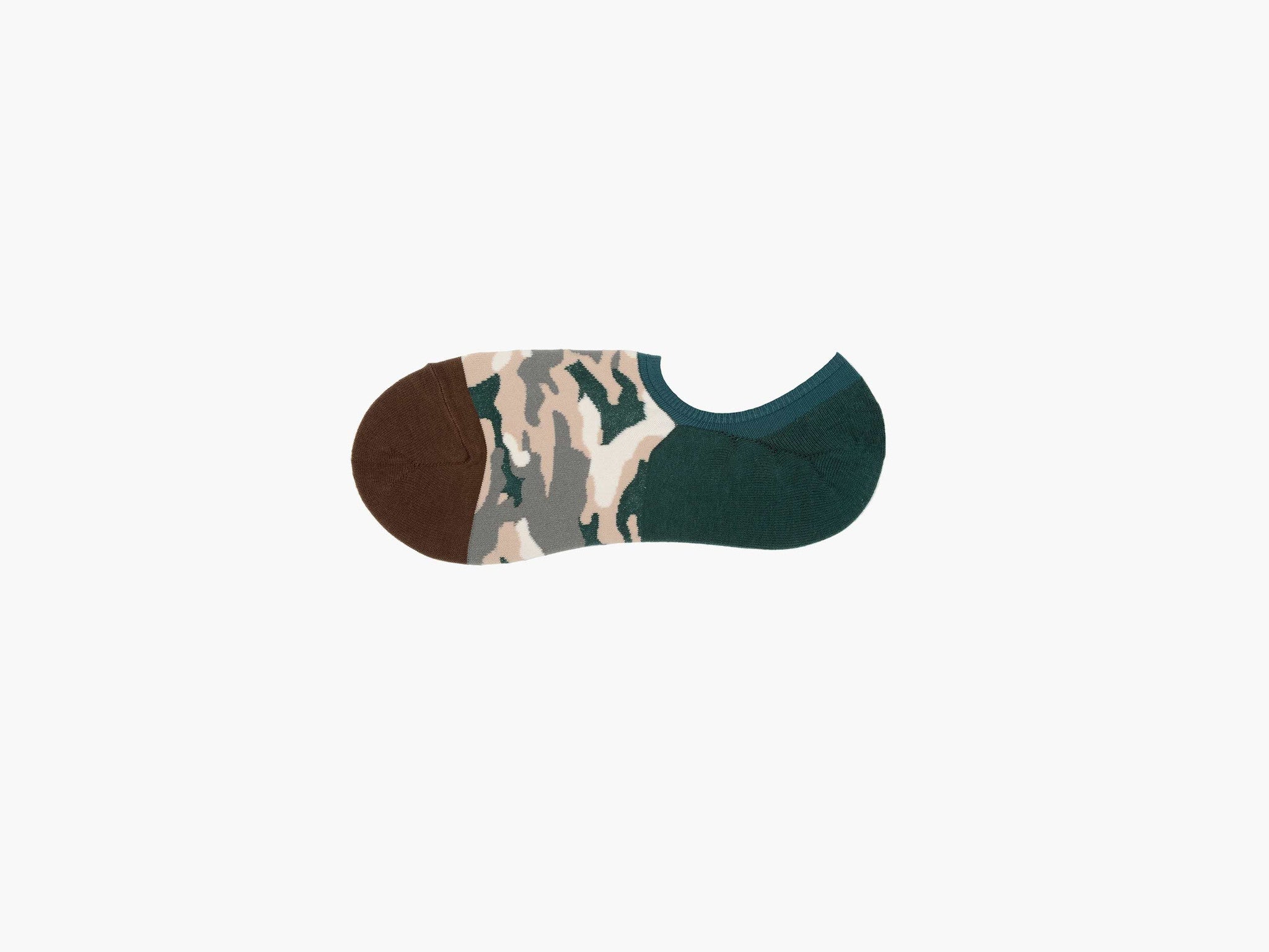 No Show Socks for Men & Women - Green/Brown Camouflage Invisible Liner Socks - Perfect for Running, Sneakers & Dress Shoes