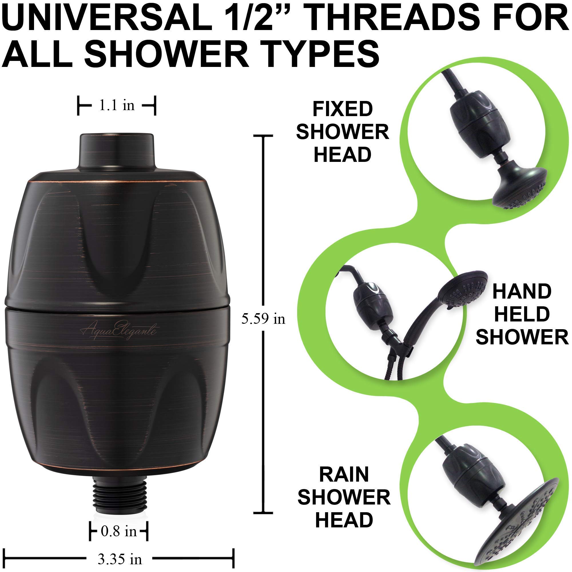 Luxury 9 Inch Rain Shower Head with Water Filter & Adjustable Extension Arm - Chlorine Removal, 2.5 GPM Flow Rate, Oil-Rubbed Bronze Finish - Perfect for Spa-Like Bathroom Experience & Hard Water Solutions