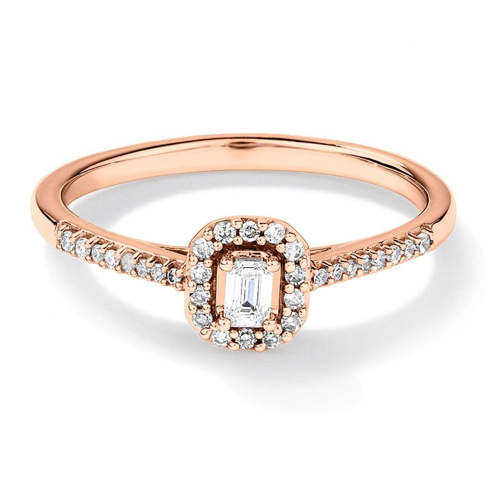 Lab Grown Emerald Cut Diamond Promise Ring - 1 Carat Halo Engagement Ring for Women, Ethical & Affordable - Perfect for Proposals, Anniversaries & Special Occasions