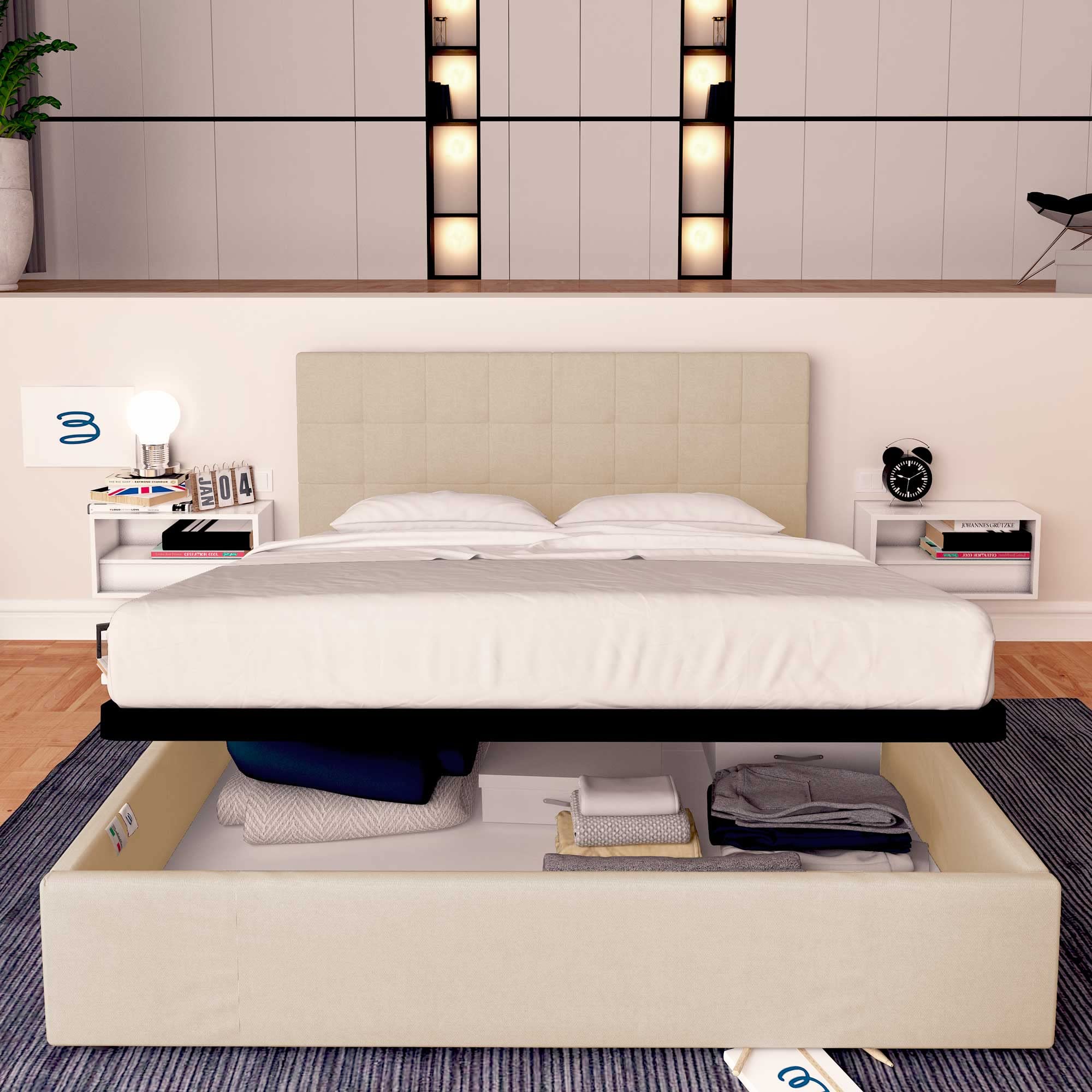 Baldiflex Single Bed with Synthetic Leather Storage Headboard, Slatted Base for Single Mattress, 160x200cm, Elegant White Design - Perfect for Small Bedrooms, Guest Rooms & Studio Apartments