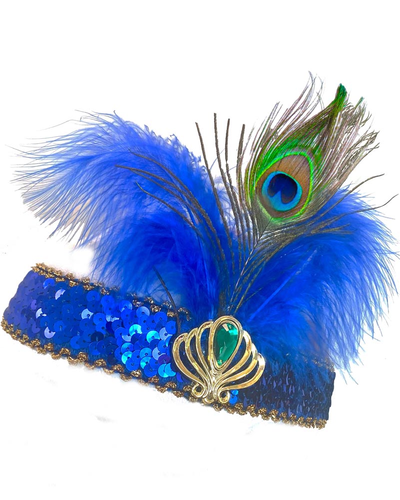 20s Gatsby Blue Peacock Headband - Vintage Flapper Headpiece for Women - Perfect for Roaring 20s Parties, Gatsby Themed Events & Costume Accessories