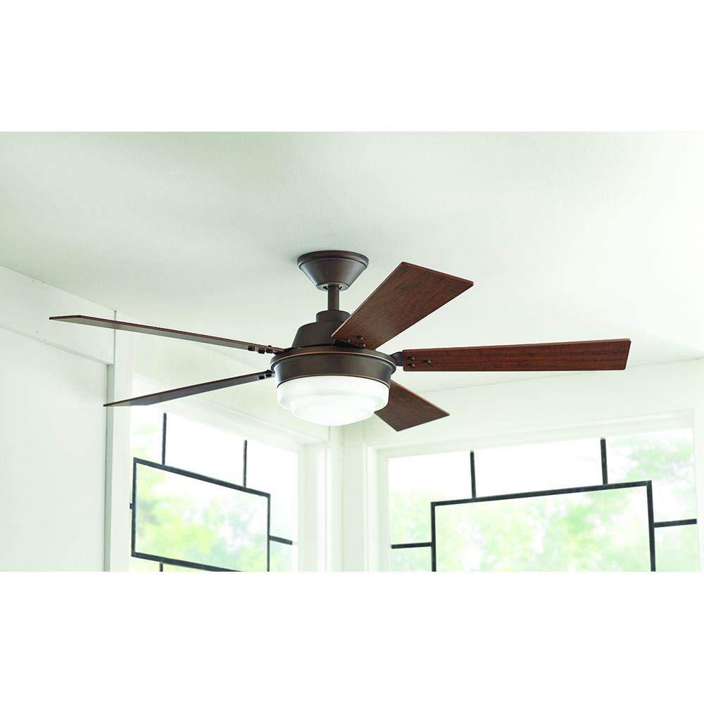Emswell 52 Inch LED Indoor Ceiling Fan with Mediterranean Bronze Finish - Energy Efficient, Quiet Operation for Living Room, Bedroom, and Office Decor