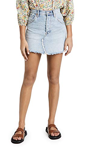 Free People Women's Brea Cutoff Denim Skirt - Vintage High Waisted Distressed Mini Skirt for Summer, Casual Outfits & Music Festivals