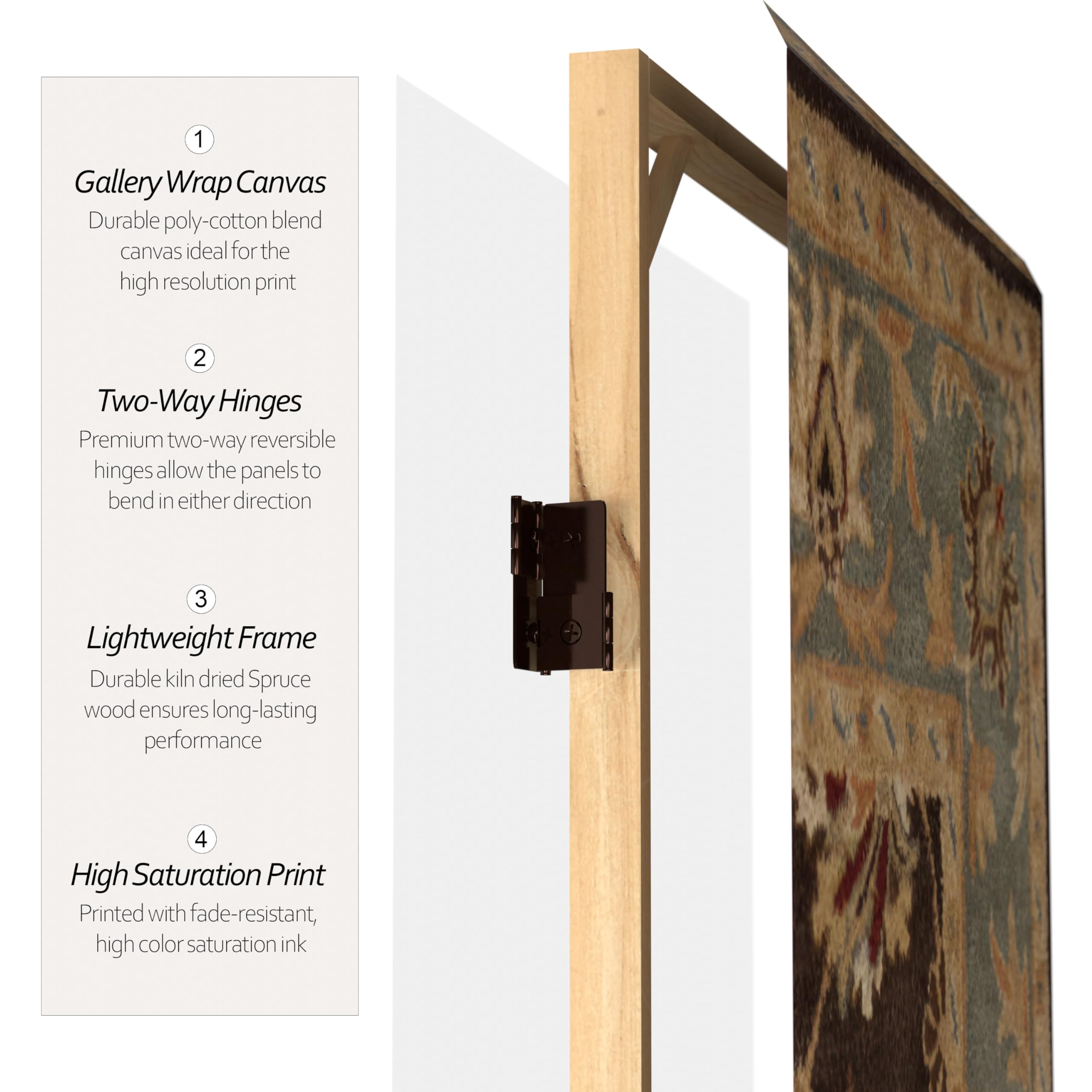 6 ft. Tall Red Lantern Double-Sided Persian Rug Canvas Room Divider - Beige Handmade Partition Screen for Living Room, Bedroom, and Office Decor
