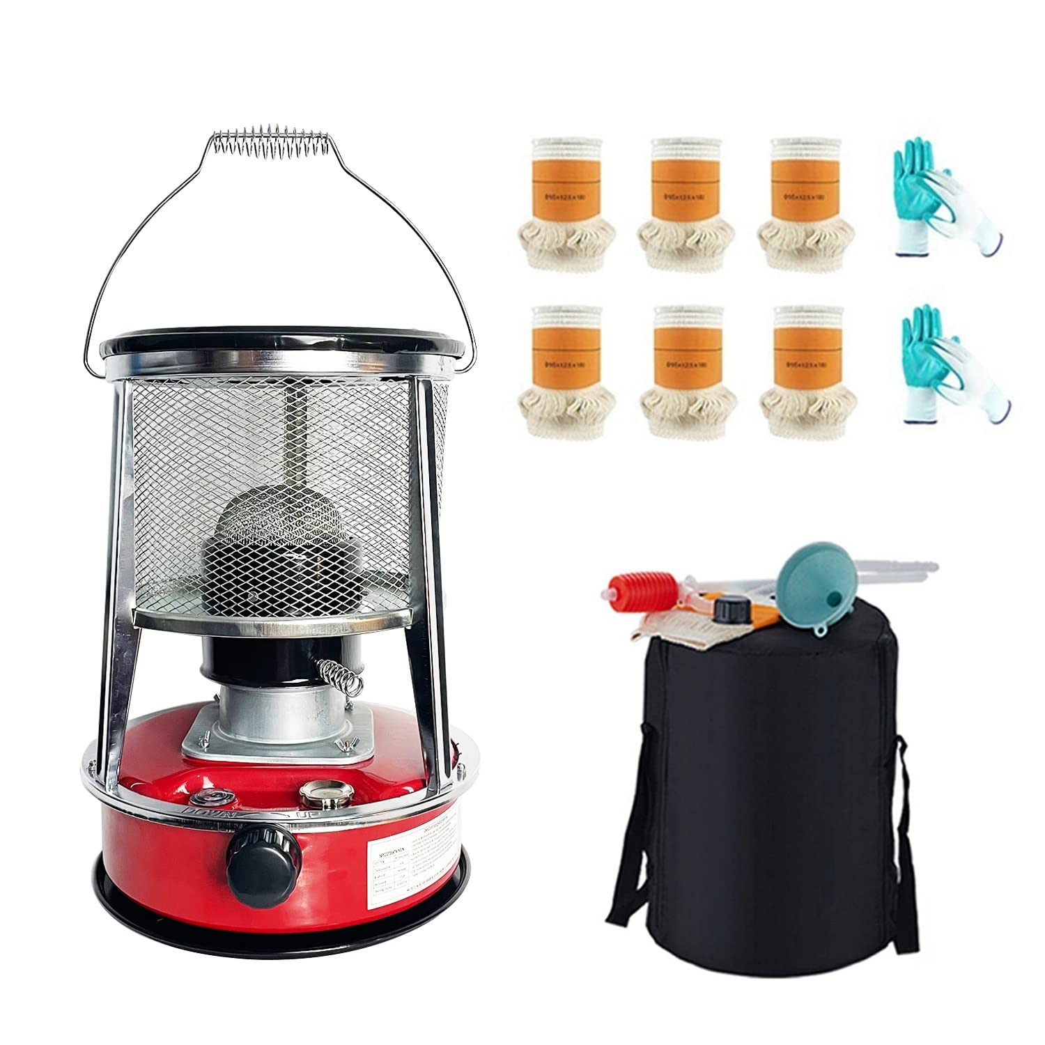 Portable 6-Wick Kerosene Stove - Efficient Outdoor Camping Burner & Heater for Picnics, Emergency Heating & Survival Gear (Red) - Perfect for Backpacking, Tailgating & Power Outages