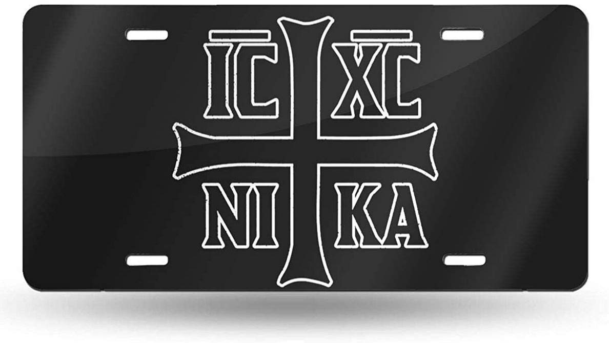 ICXC Russian Orthodox Christian Cross 6x12 Inch License Plate Cover - Durable Car Front Decorative Tag Sign for Religious Vehicle Accessories - Perfect for Churchgoers, Faith-Based Events & Christian Car Decor