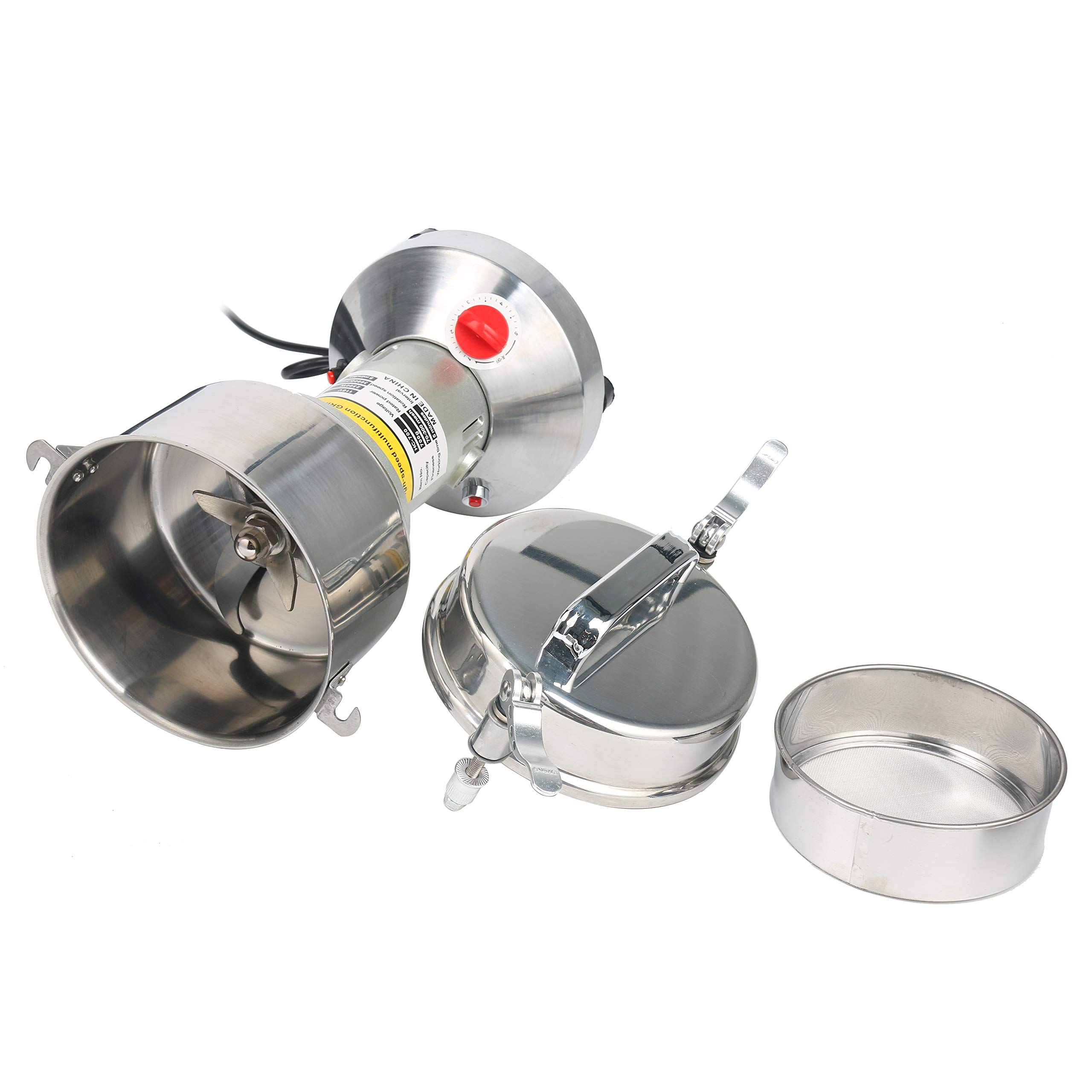 700g Commercial Electric Grain Mill Grinder - 2500W High-Speed Stainless Steel Powder Machine for Spices, Herbs, Pepper & Coffee - 70-300 Mesh, 36000 RPM - Perfect for Home Kitchens, Bakeries & Coffee Shops