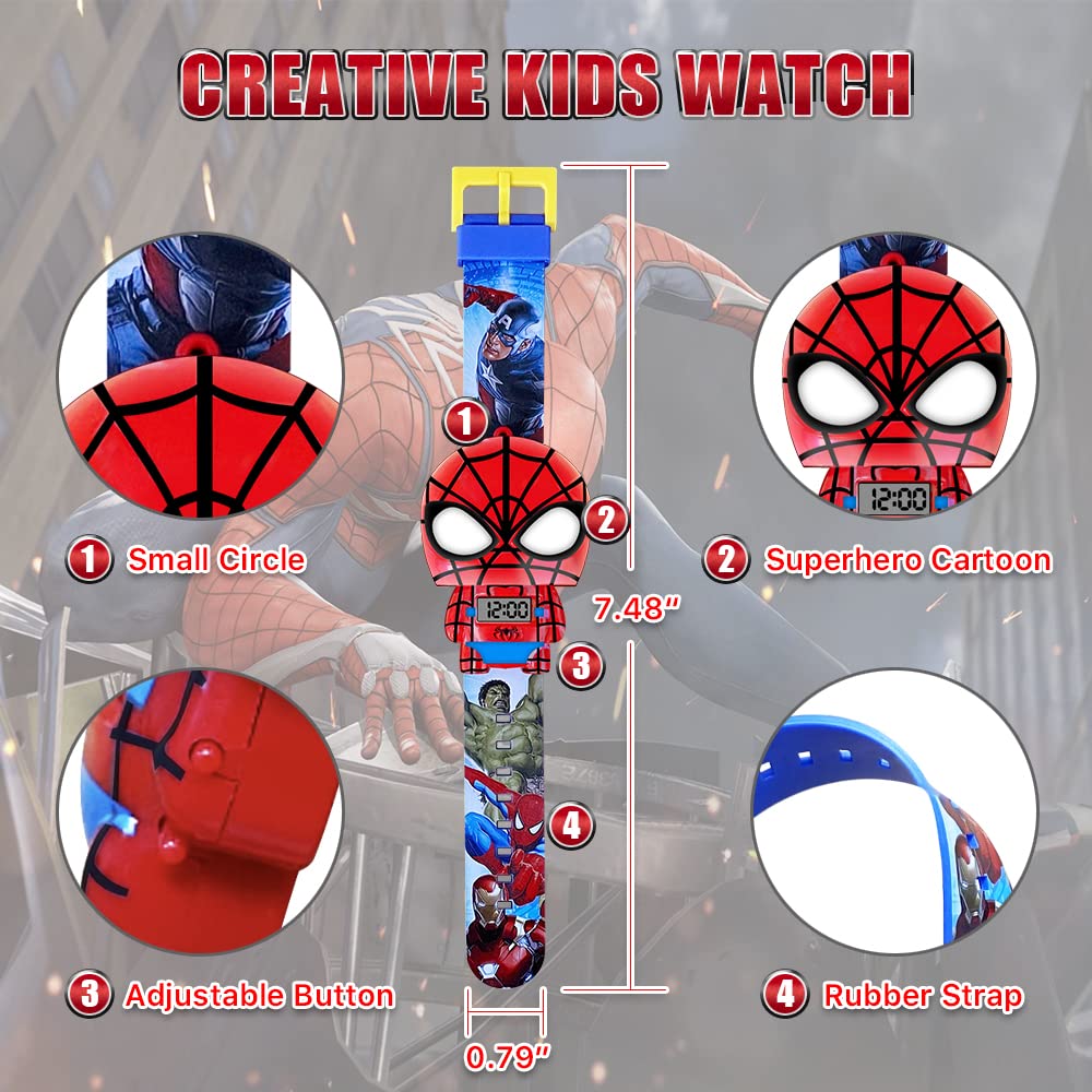Superhero Kids Digital Watch - Waterproof Plastic Toy Watch for Boys & Girls, Birthday Christmas Easter Gifts - Perfect for School, Playtime & Outdoor Activities