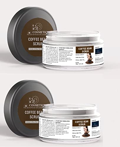 6R Cosmetics Coffee Bean Scrub - Exfoliating Face & Body Scrub for Smooth Skin - Perfect for Spa Day & At-Home Skincare Routine