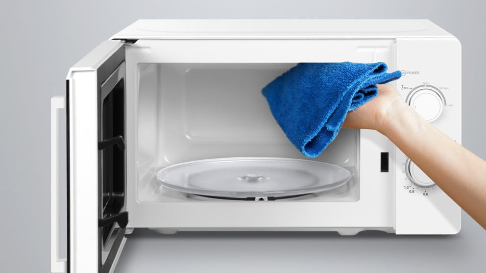 Smart-J 20L 700W Microwave Oven with Turntable - 5 Cooking Programs, 35-Minute Timer & Defrost Function - Perfect for Small Kitchens, Dorms & Office Break Rooms