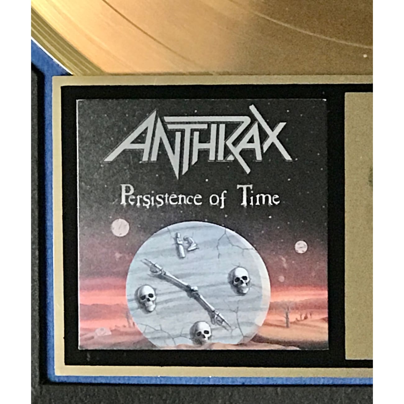 Anthrax Persistence Of Time RIAA Certified Gold Album Award - Perfect for Metal Music Collectors & Home Decor