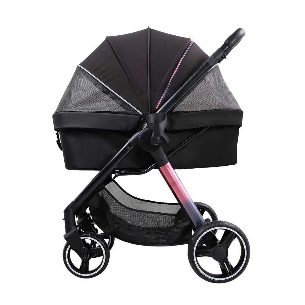 Premium Retro Luxe Pet Stroller for Large Dogs & Cats Up to 30kg - Prism Black | Comfortable & Stylish Carrier for Outdoor Walks, Shopping & Travel