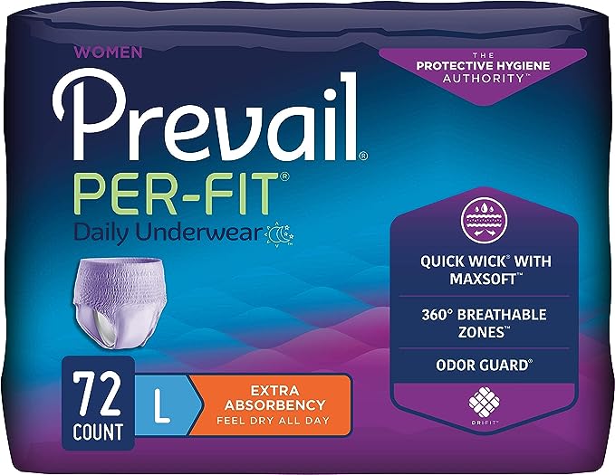Prevail Per Fit Protective Underwear for Women - Light to Heavy Absorbency (PFW 512, PFW 513, PFW 514) | Comfortable & Disposable Incontinence Underwear | Perfect for Daily Use, Travel & Postpartum Care