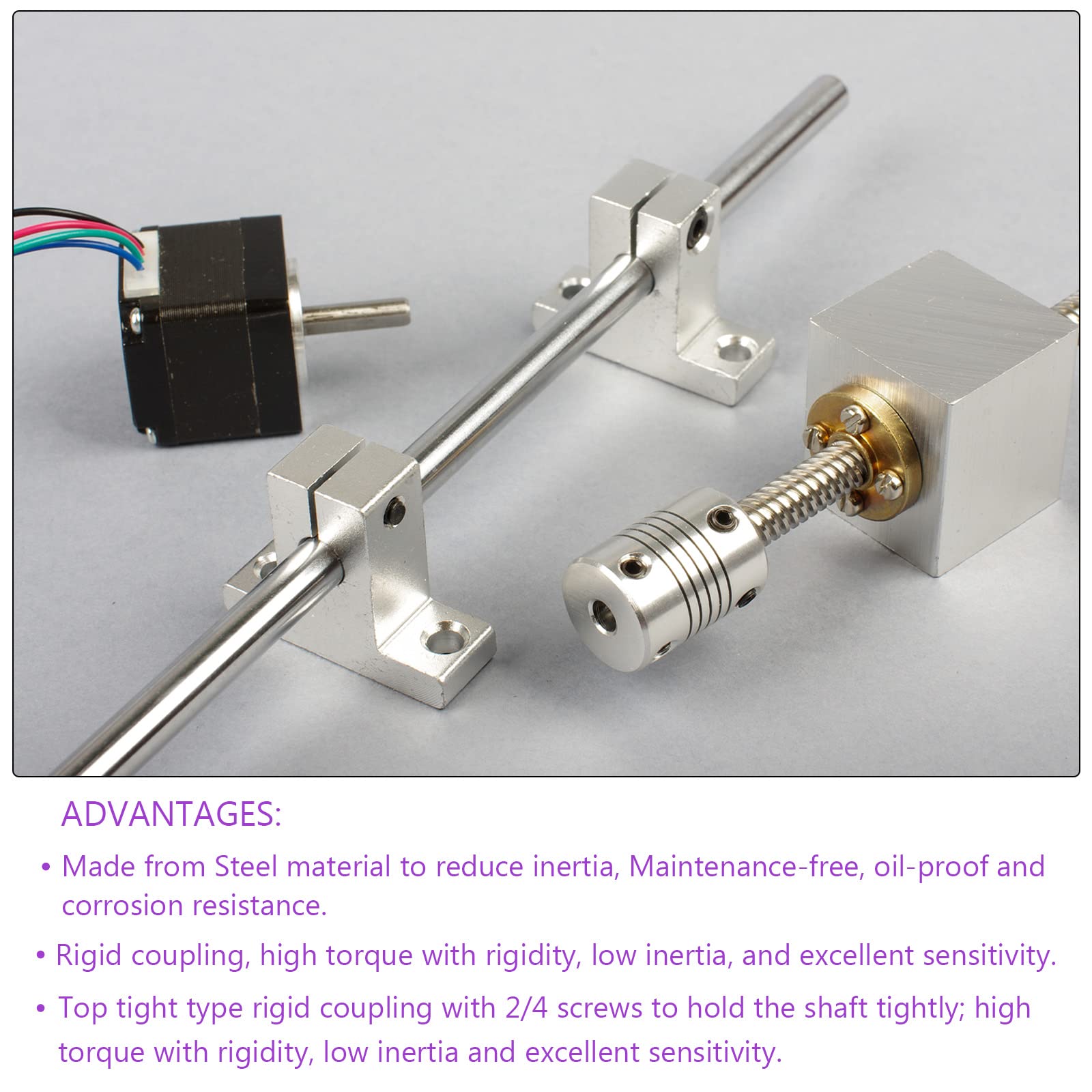 DMiotech 2 Pack Stainless Steel Rigid Coupling Shaft Connector 6-8mm Bore, L22XD14 with Screws - Motor Shaft Extension Coupling for 3D Printers, CNC Machines & Robotics (Perfect for Precise Motion Control)