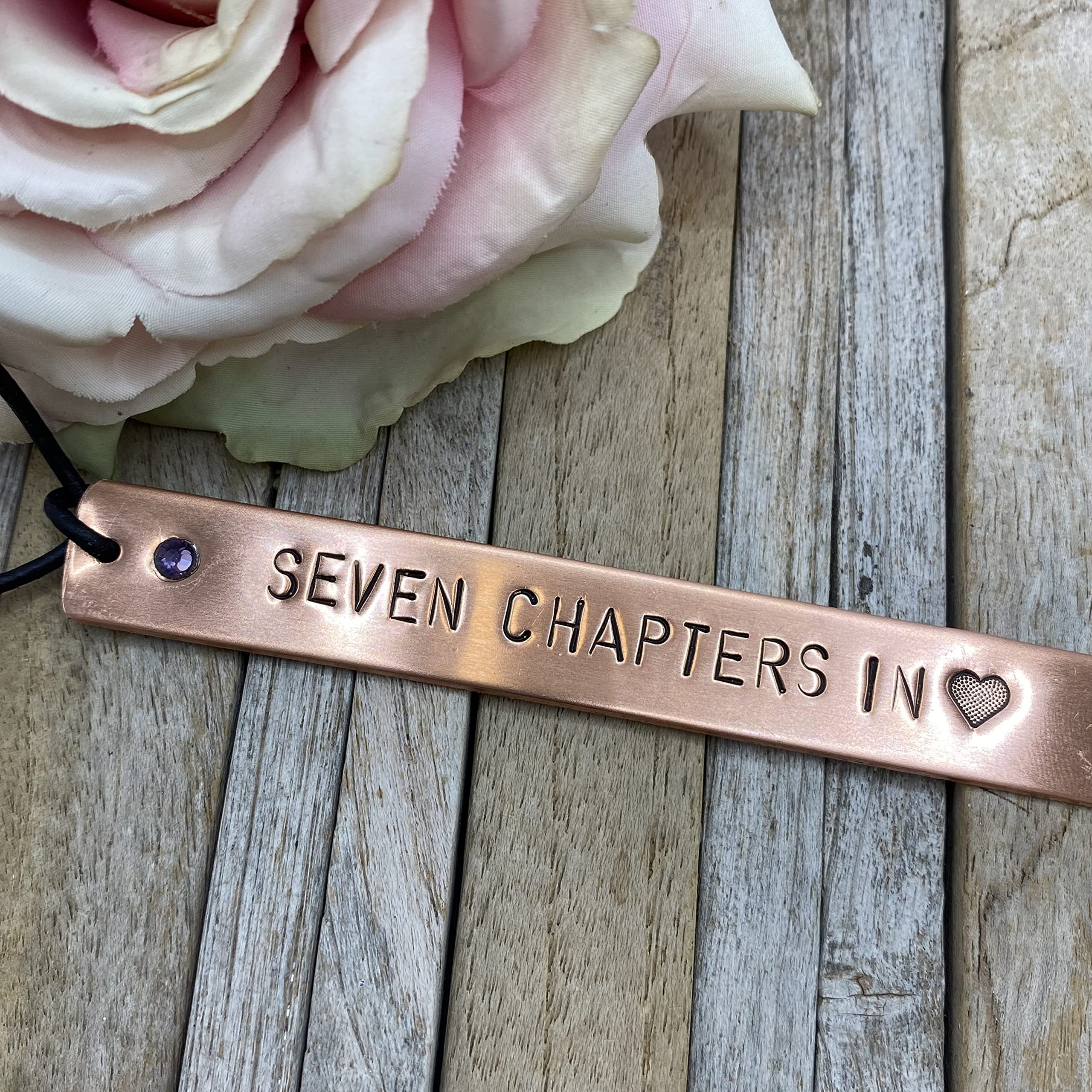 7th Anniversary Copper Bookmark with Birthstone Crystal - Personalized Custom Quote Bookmark for Book Lovers - Perfect 7 Year Wedding Anniversary Gift & Reading Accessory for Couples, Bookworms, and Bibliophiles