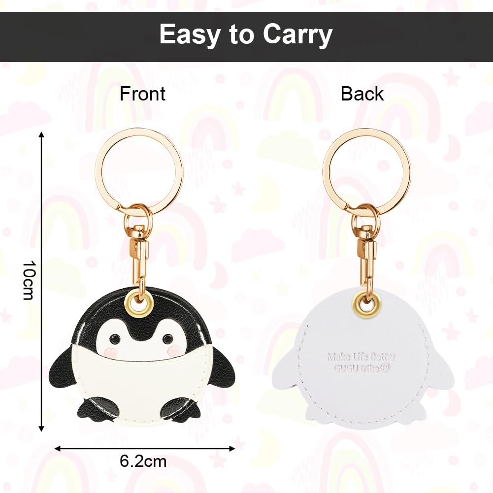AXFEE 360° Protective Case for Apple AirTag - Cute Cartoon Animal Leather Keychain Holder | Durable Airtag Cover for Keys, Bags & Luggage Tracking