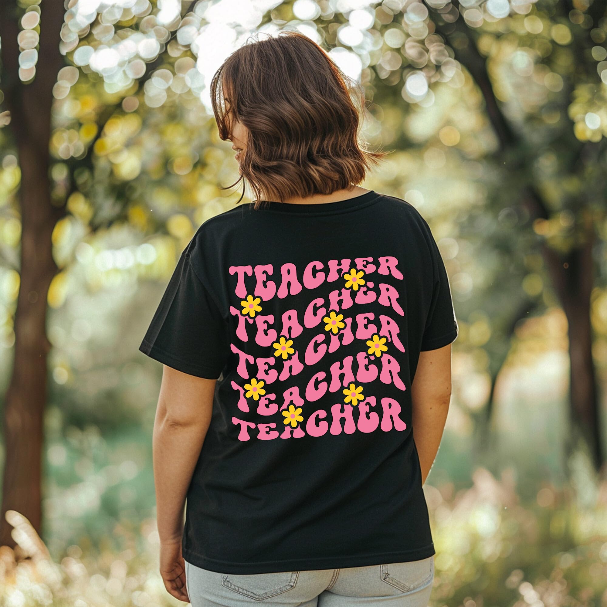 Custom Personalized Teacher T-Shirt for Women with Name - Cute & Comfortable Teacher Appreciation Gift - Perfect for Classroom, School Events & Teacher's Day