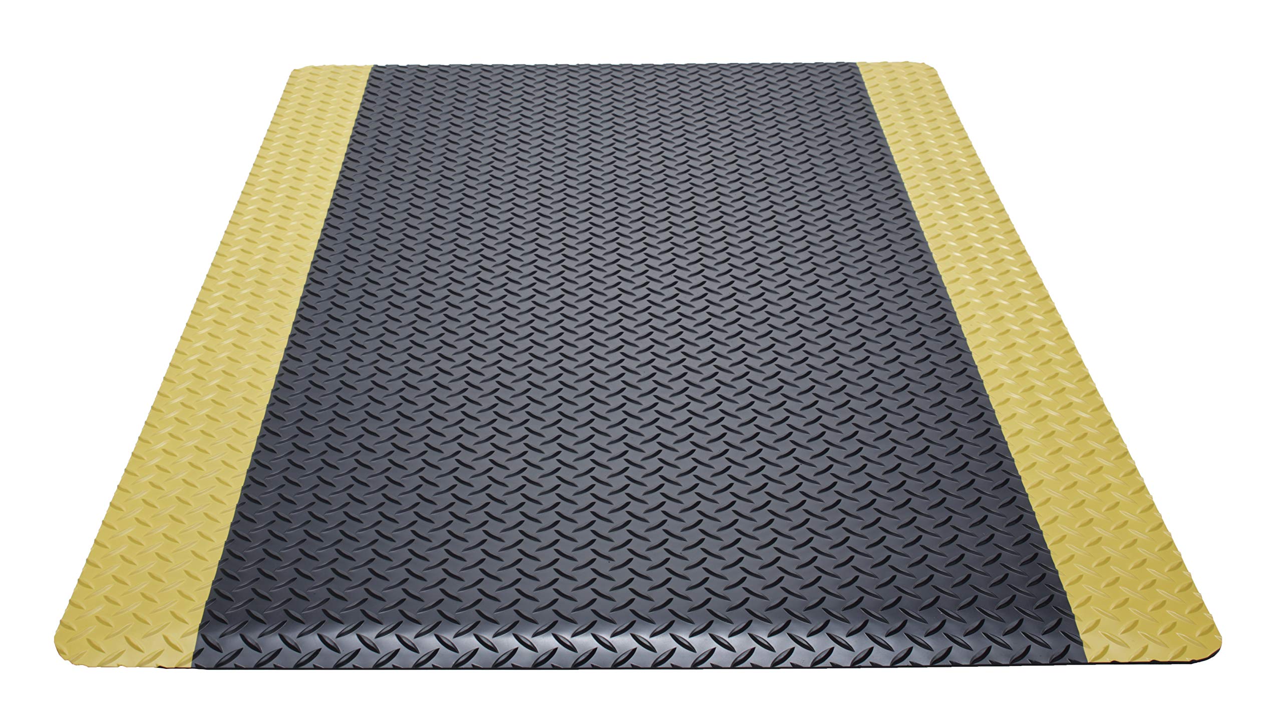 Guardian Safe Step Anti-Fatigue Floor Mat - 24x36 Inch Vinyl Kitchen Mat for Standing Comfort - Black & Yellow Non-Slip Work Mat for Office, Salon, Garage & Home Use