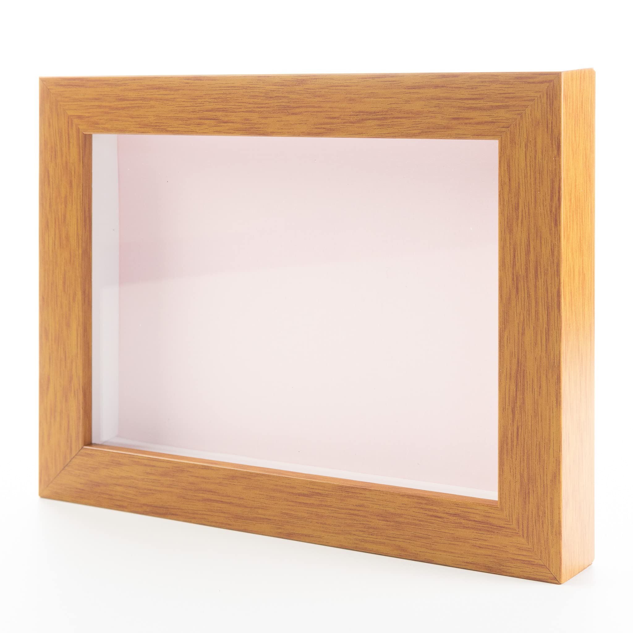 Honey Pecan 24x30 Shadow Box Frame - Solid Wood Display Case with Pink Acid-Free Backing, UV Protective Acrylic & Hanging Hardware | 3/4