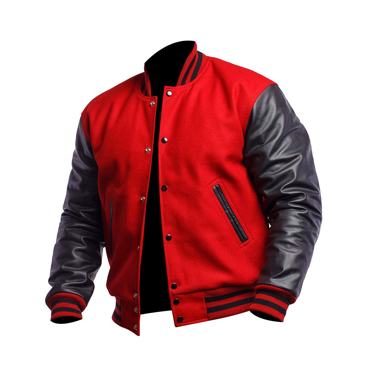 Men's Varsity Baseball Jacket - College Letterman Style with Faux Leather Sleeves | High School & University Sports Coat for Baseball, Football, Basketball Games & Casual Wear