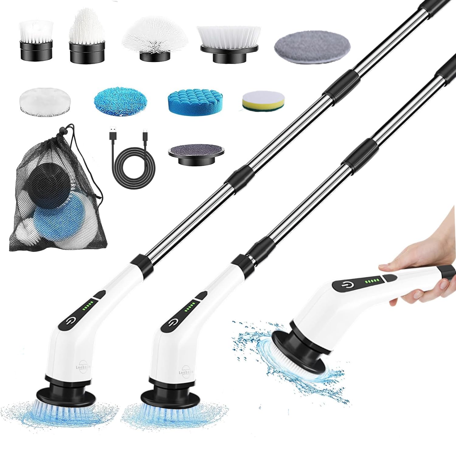 Electric Spin Scrubber - Cordless Power Scrubber with 9 Replaceable Brush Heads & 54