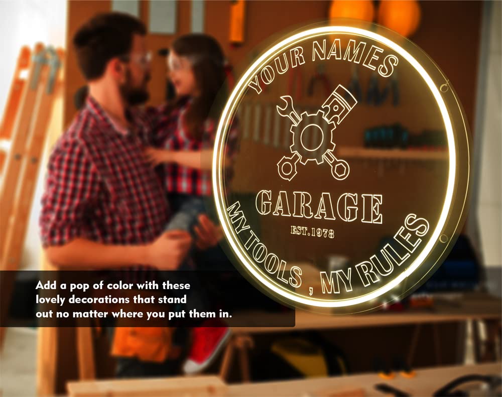 Custom Neon Garage Signs for Men - Personalized Man Cave Neon Lights, 16
